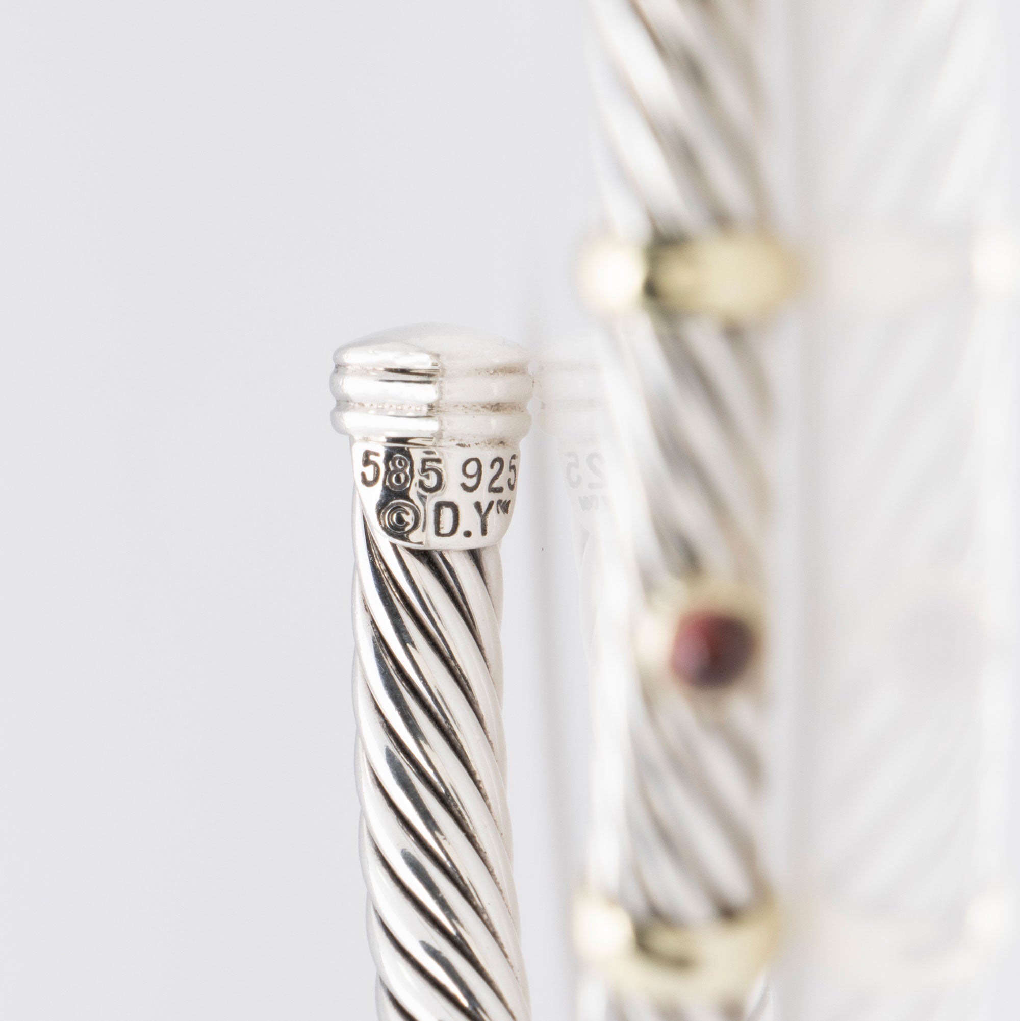 David Yurman Sterling Silver 14k Gold Citrine Tourmaline Renaissance Cable 5mm Cuff (SHF-6syuEe)