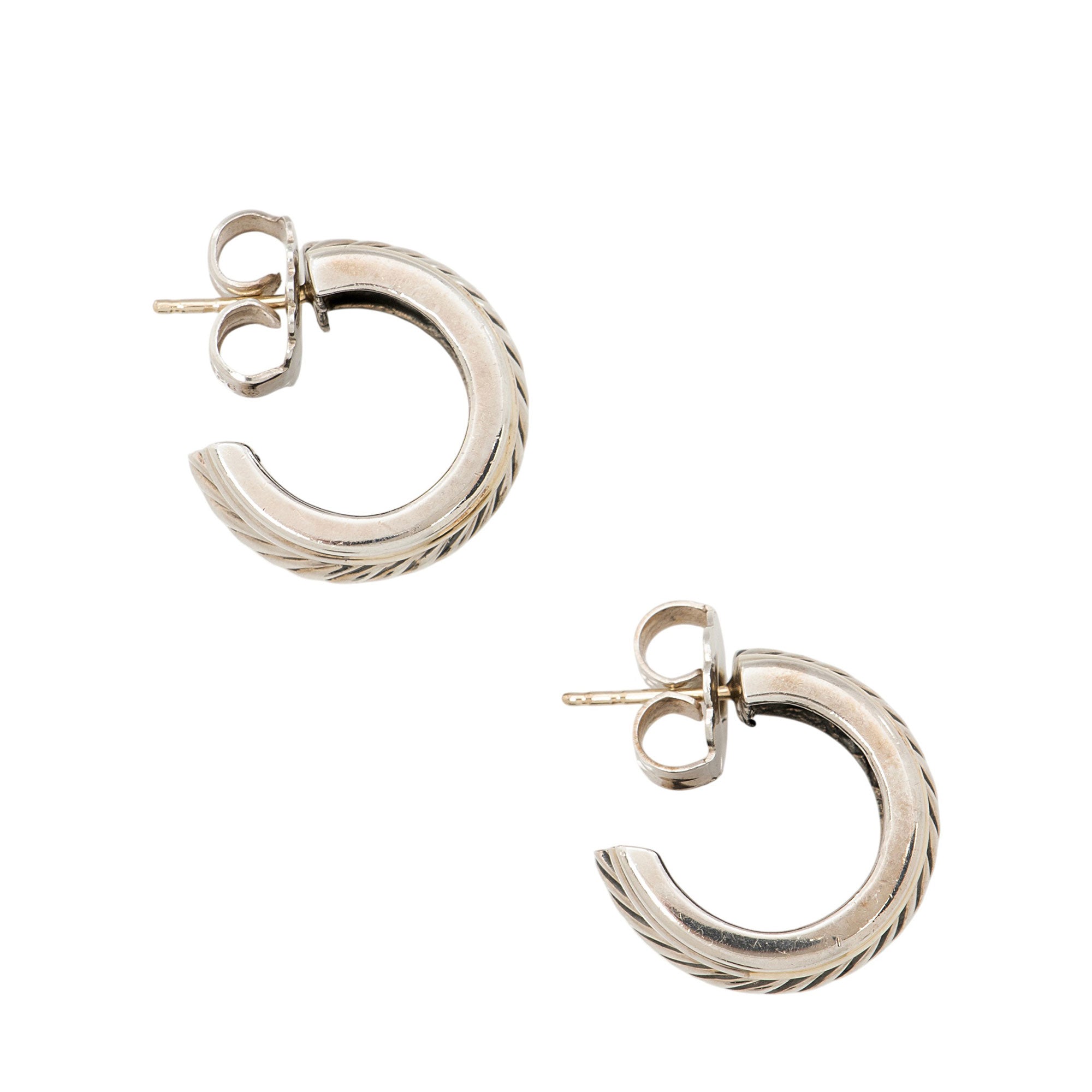 David Yurman Sterling Silver 14k Gold Classic Cable Hoop Earrings