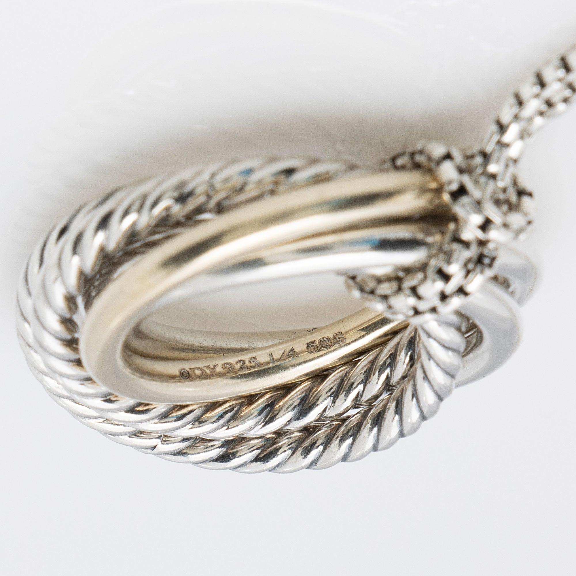 David Yurman Sterling Silver 14k Gold Crossover Pendant Necklace (SHF-2Ma5bS)