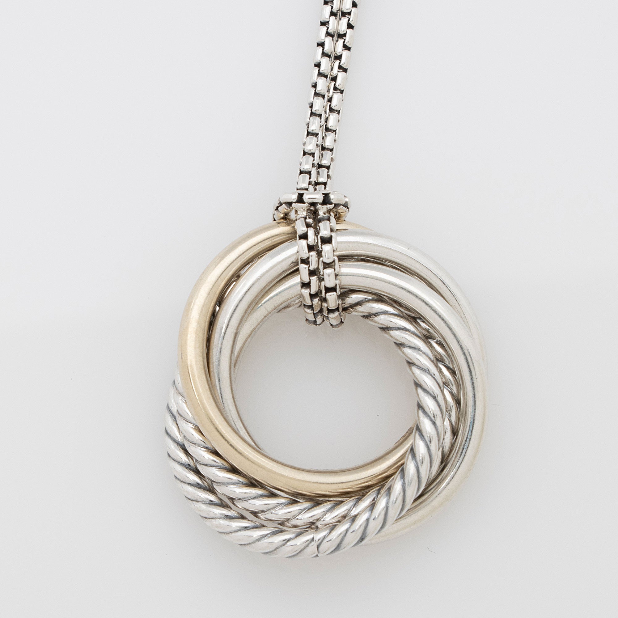 David Yurman Sterling Silver 14k Gold Crossover Pendant Necklace (SHF-2Ma5bS)