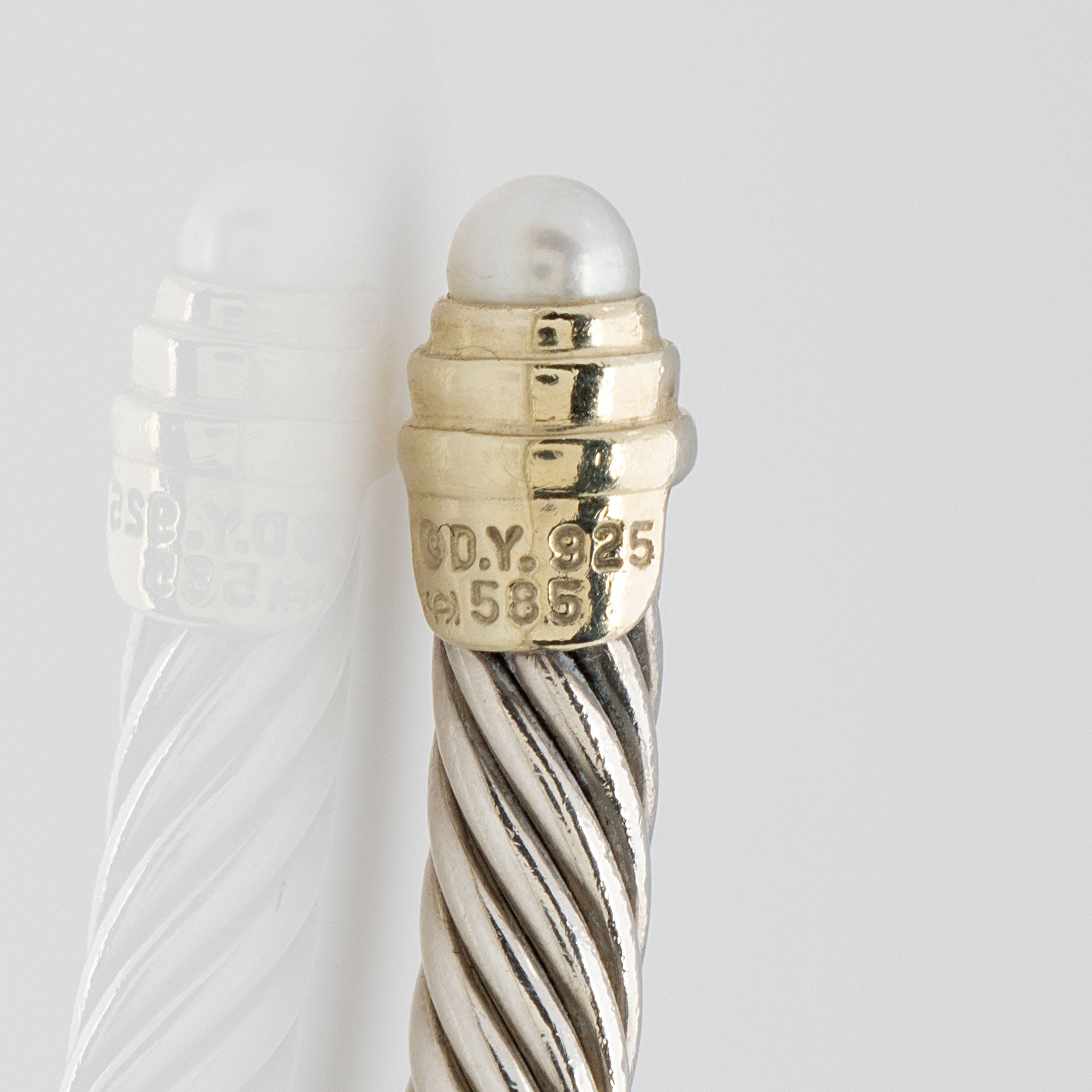 David Yurman Sterling Silver 14k Gold Pearl Cable Classics 5mm Bracelet (SHF-Ve1Lcg)