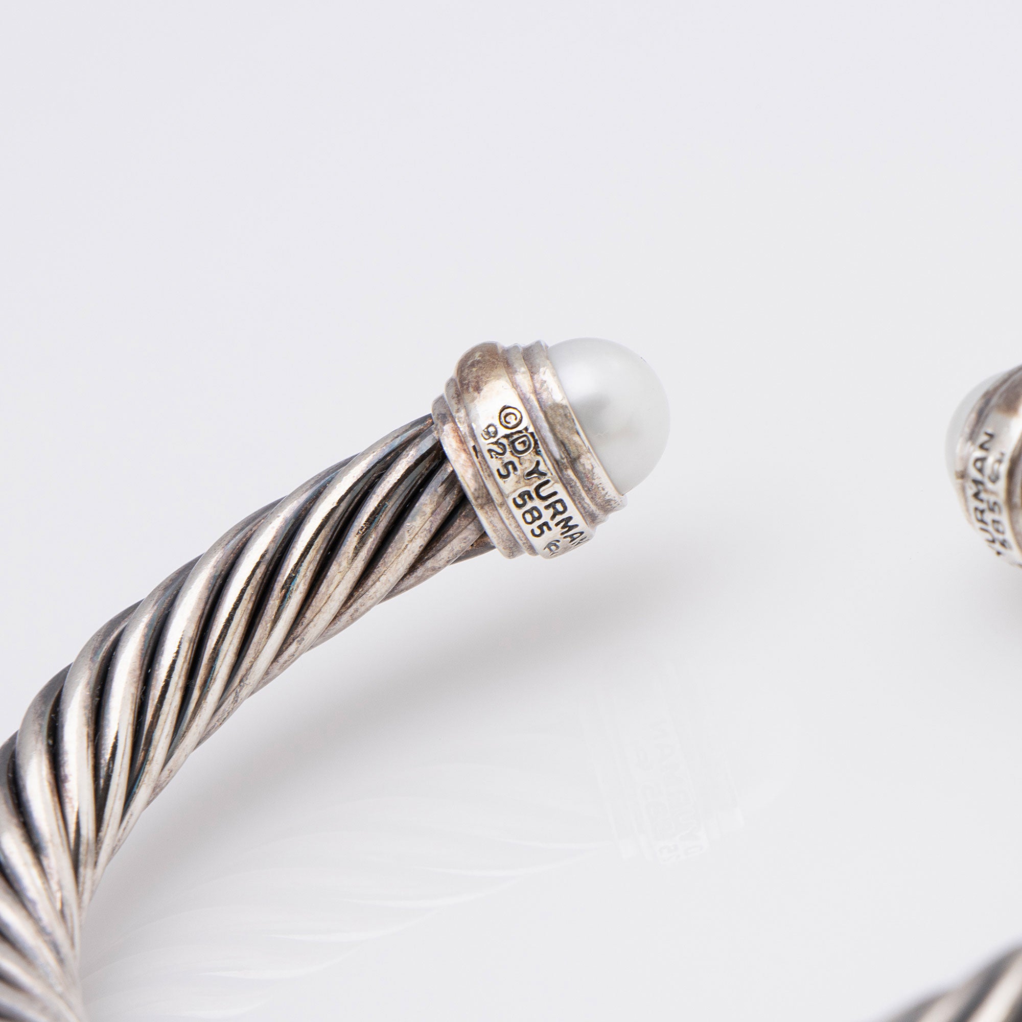 David Yurman Sterling Silver 14k Gold Pearl Cable Classics 7mm Cuff
