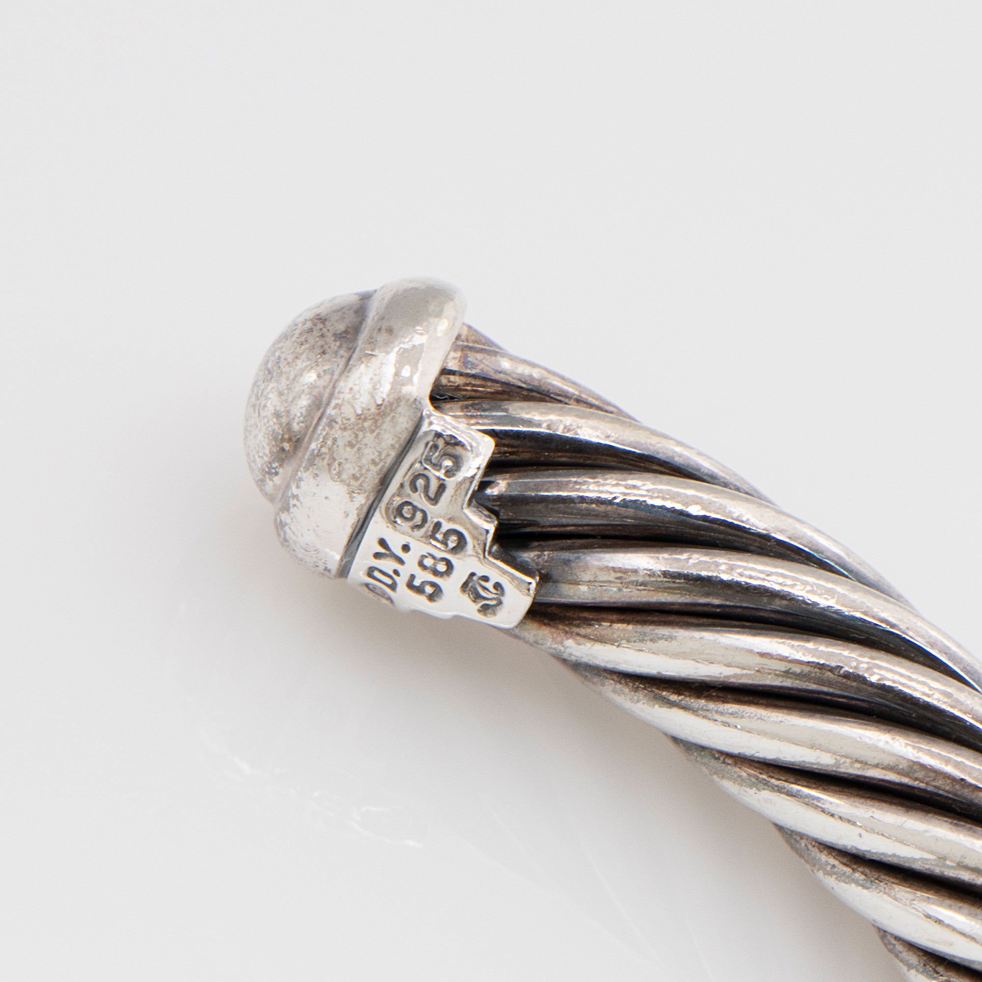 David Yurman Sterling Silver 14k Gold X Classic Cable 7mm Cuff (SHF-aI630c)