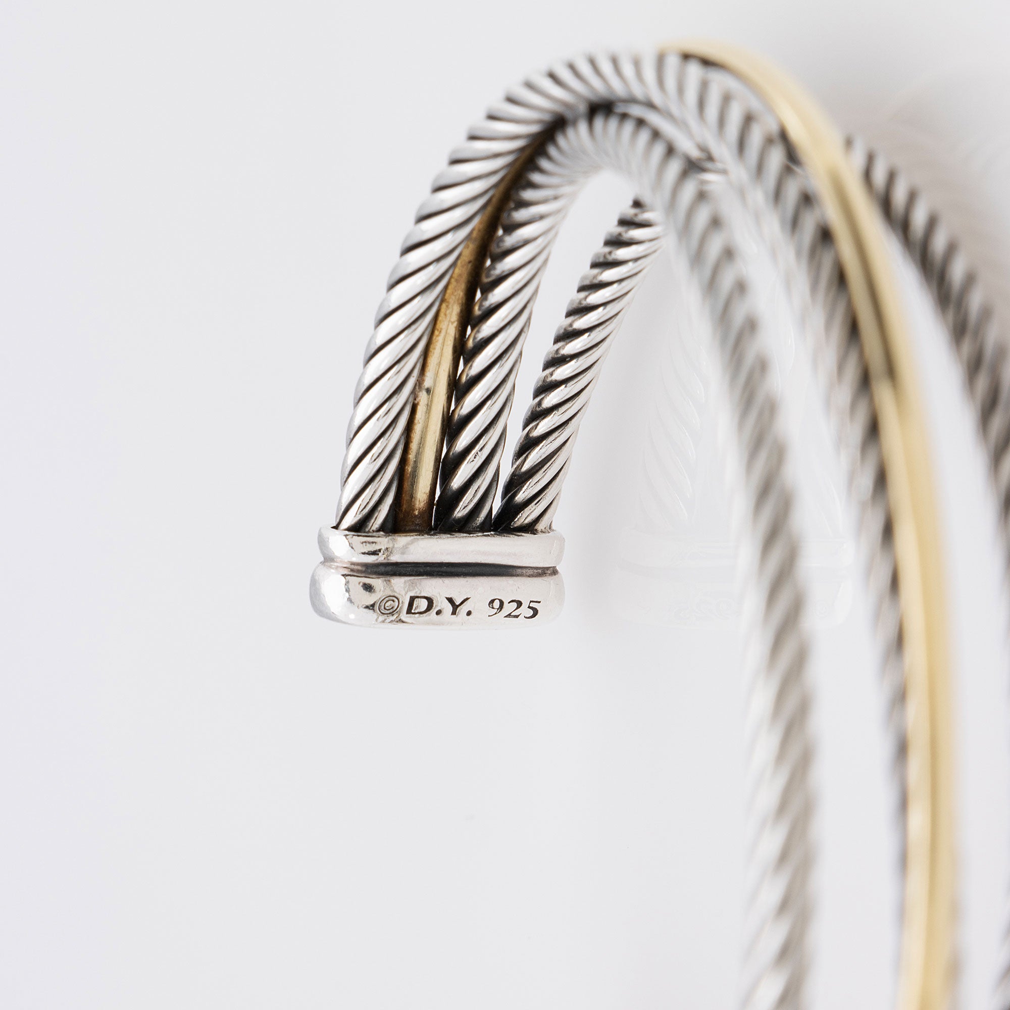 David Yurman Sterling Silver 18k Gold 16mm Crossover Cuff (SHF-ZkA1uG)