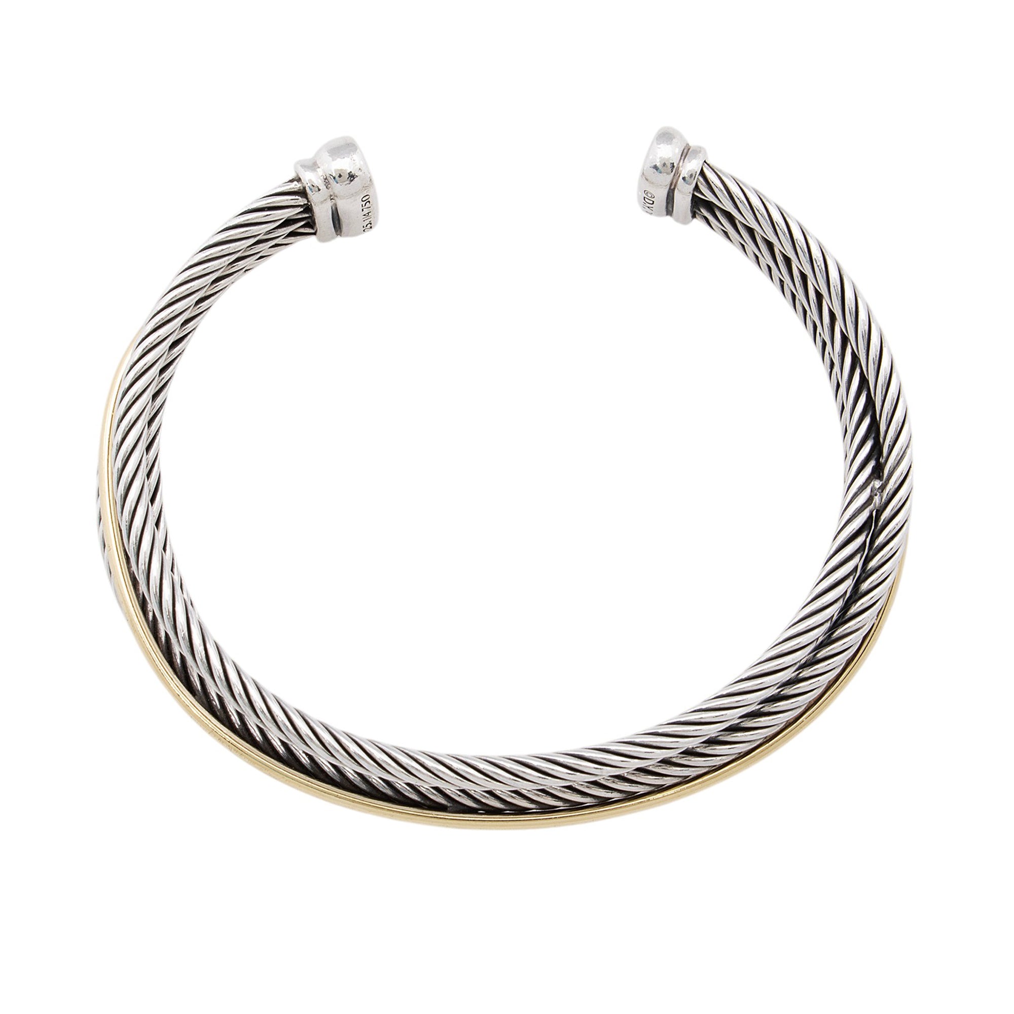 David Yurman Sterling Silver 18k Gold 16mm Crossover Cuff (SHF-ZkA1uG)