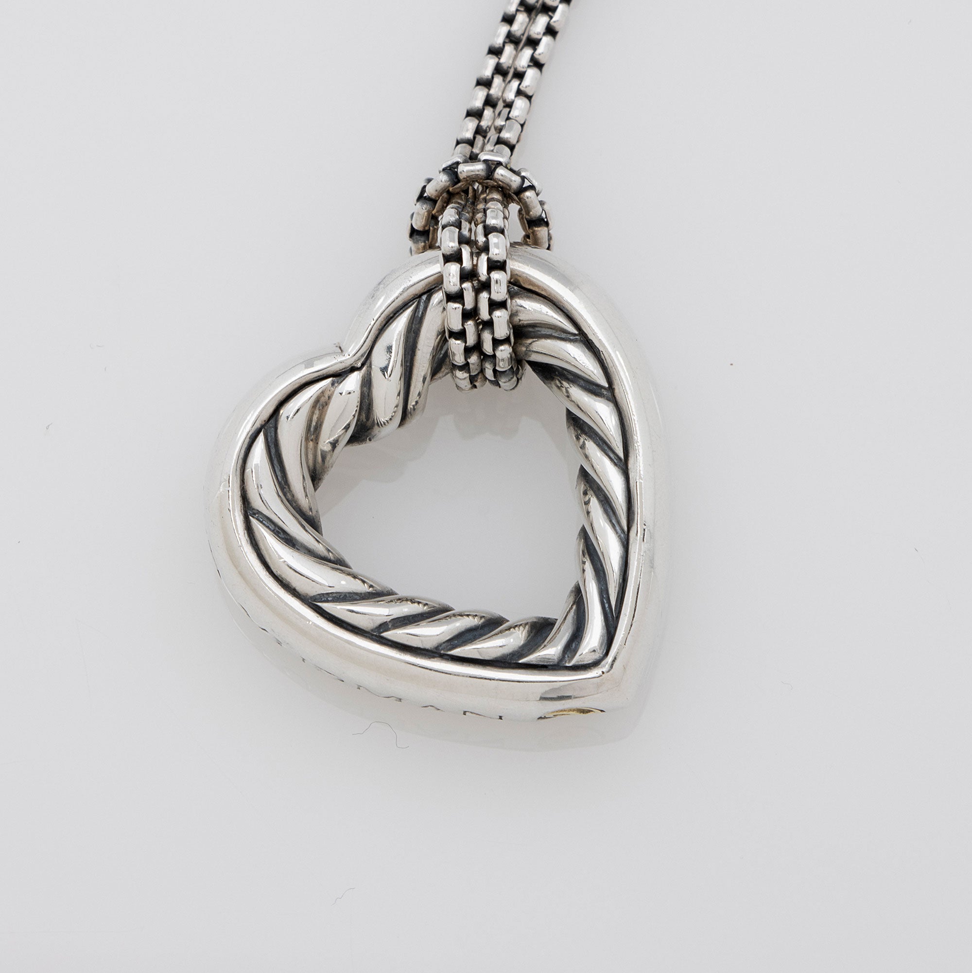 David Yurman Sterling Silver 18k Gold Cable Heart Necklace (SHF-tmpcNn)