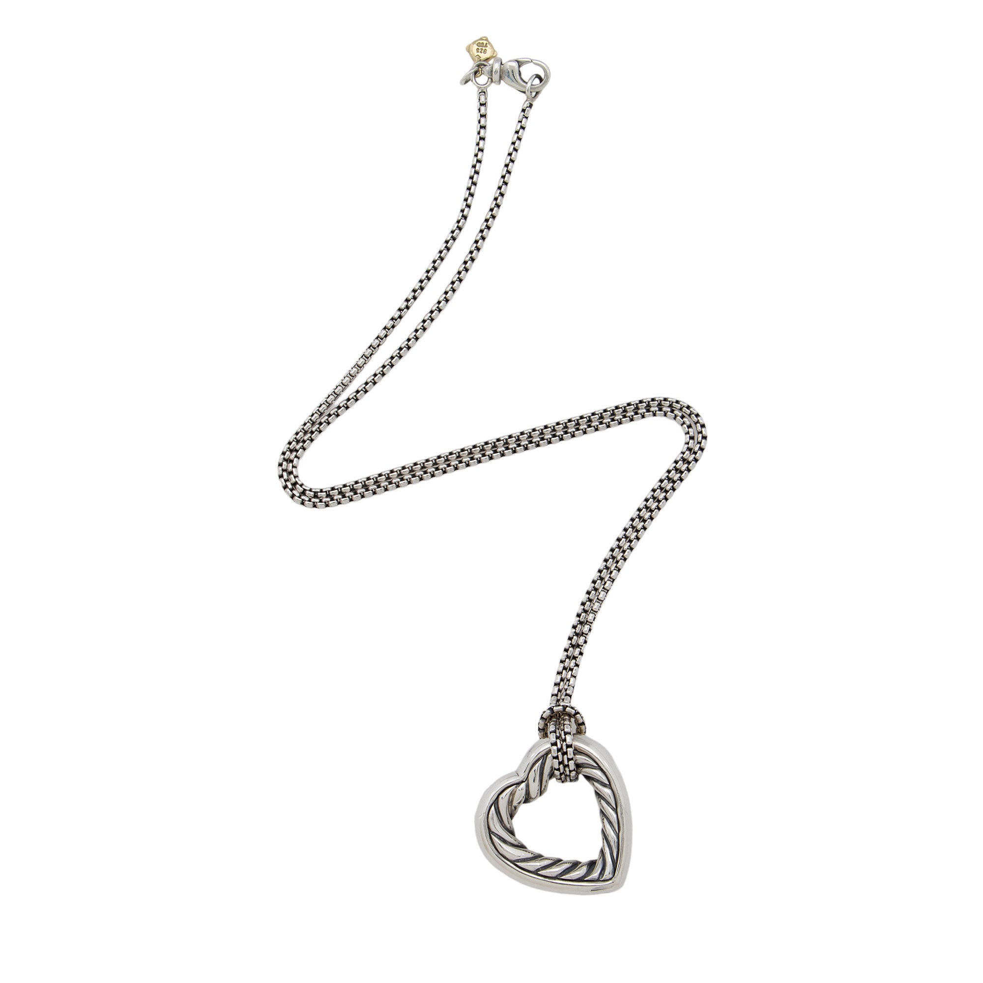 David Yurman Sterling Silver 18k Gold Cable Heart Necklace (SHF-tmpcNn)