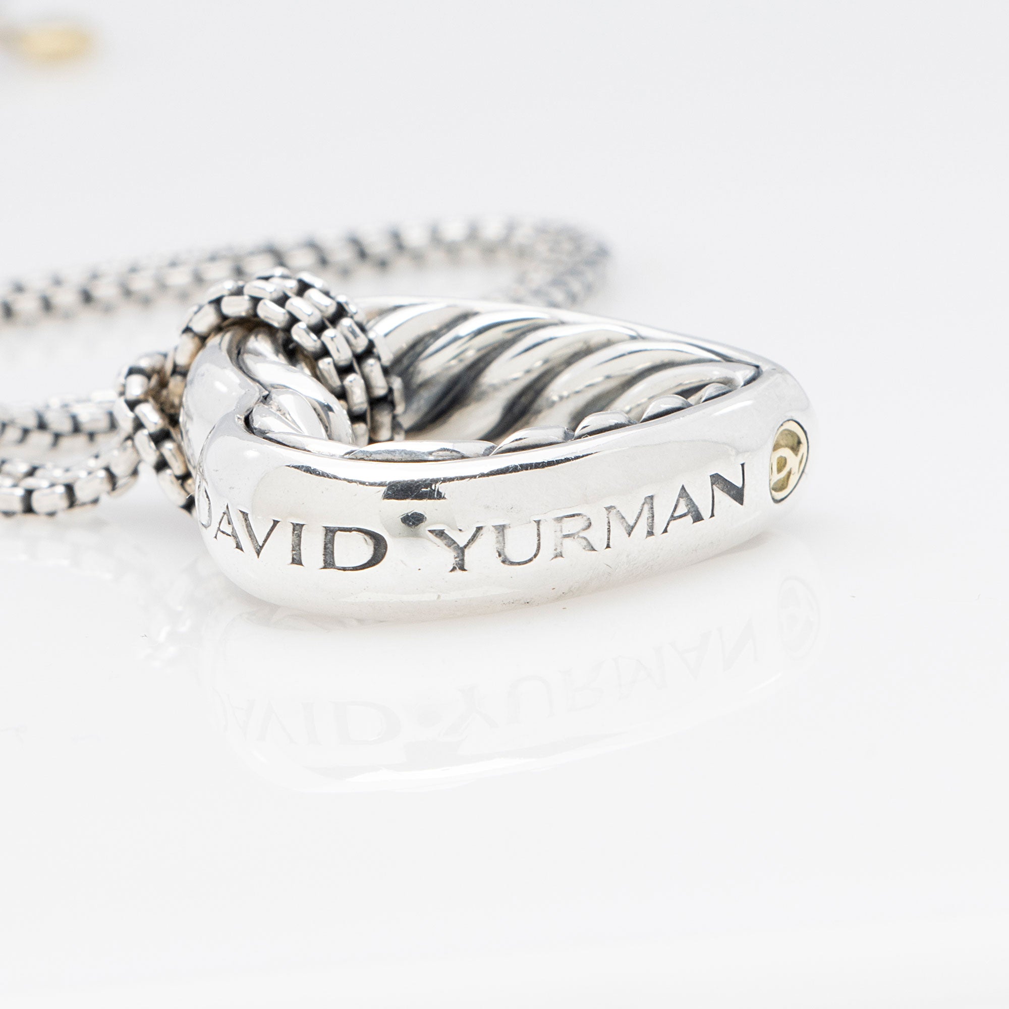 David Yurman Sterling Silver 18k Gold Cable Heart Necklace (SHF-tmpcNn)
