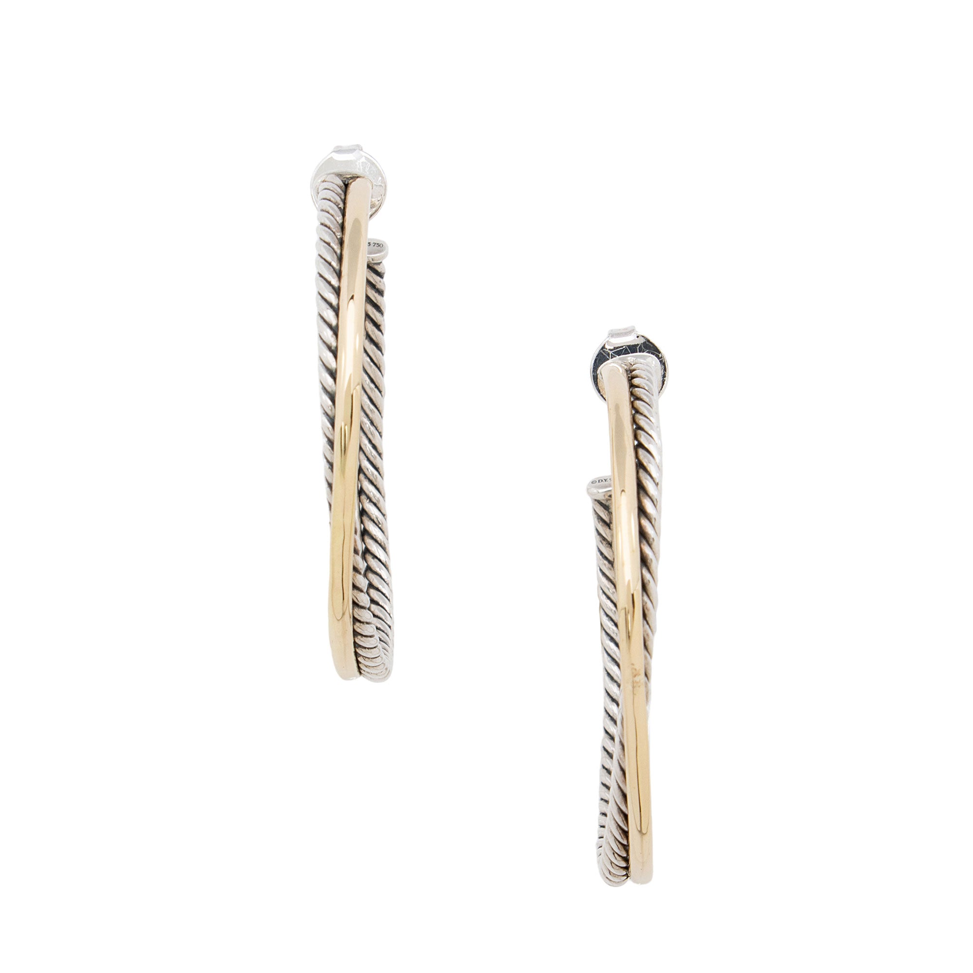 David Yurman Sterling Silver 18k Gold Crossover Hoop Earrings (SHF-opxd5V)