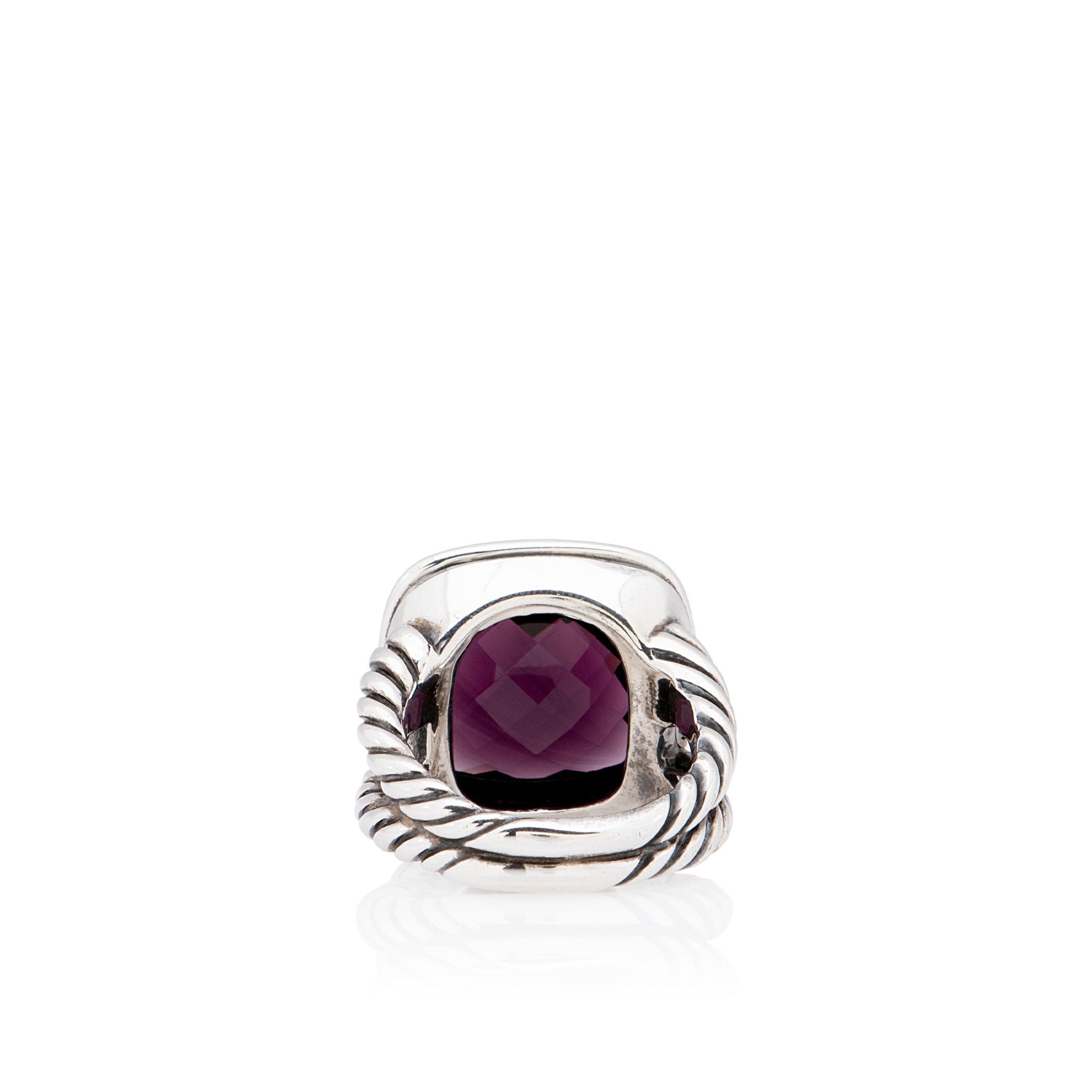 David Yurman Sterling Silver Amethyst Albion 14mm Ring - Size 6 1/2