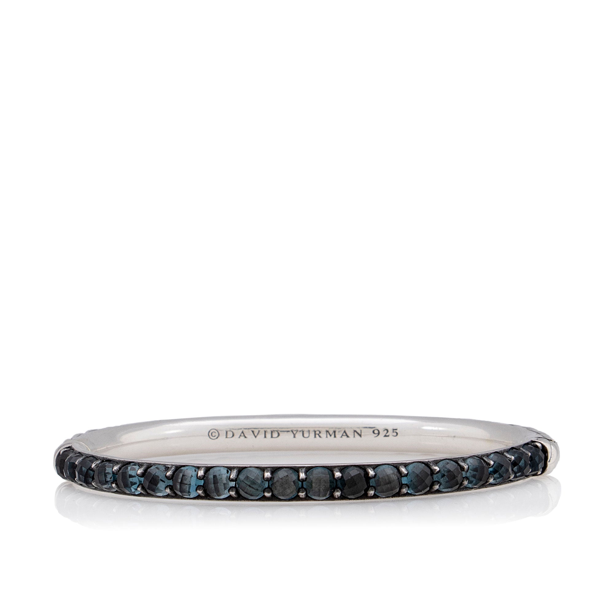 David Yurman Sterling Silver Blue Topaz Sculpted Cable Bangle Bracelet (SHF-QlwN3I)