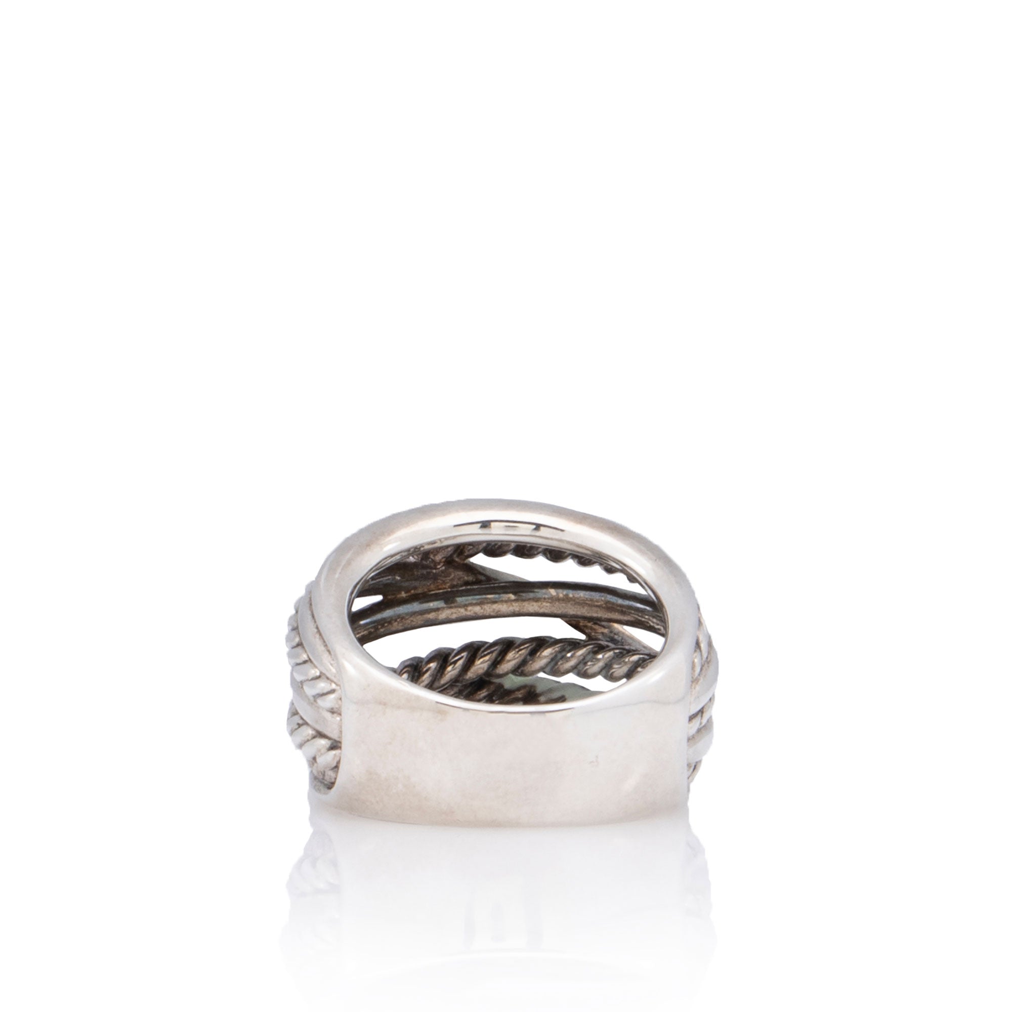 David Yurman Sterling Silver Crossover Wide Ring - Size 8