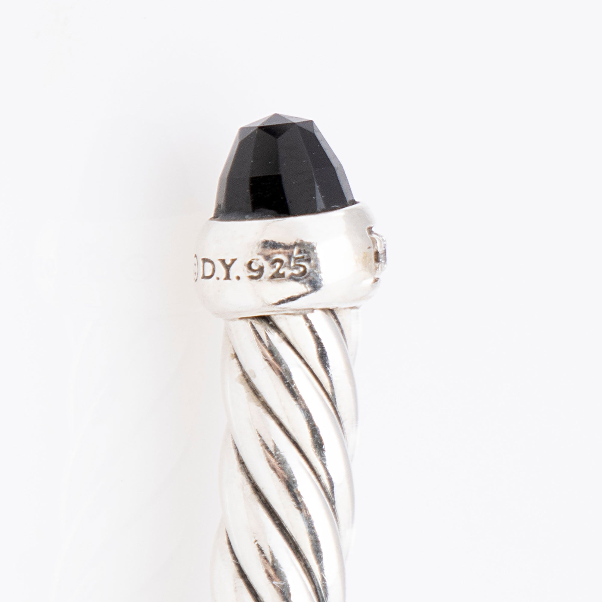 David Yurman Sterling Silver Diamond Black Onyx Cable Classics 4mm Bracelet
