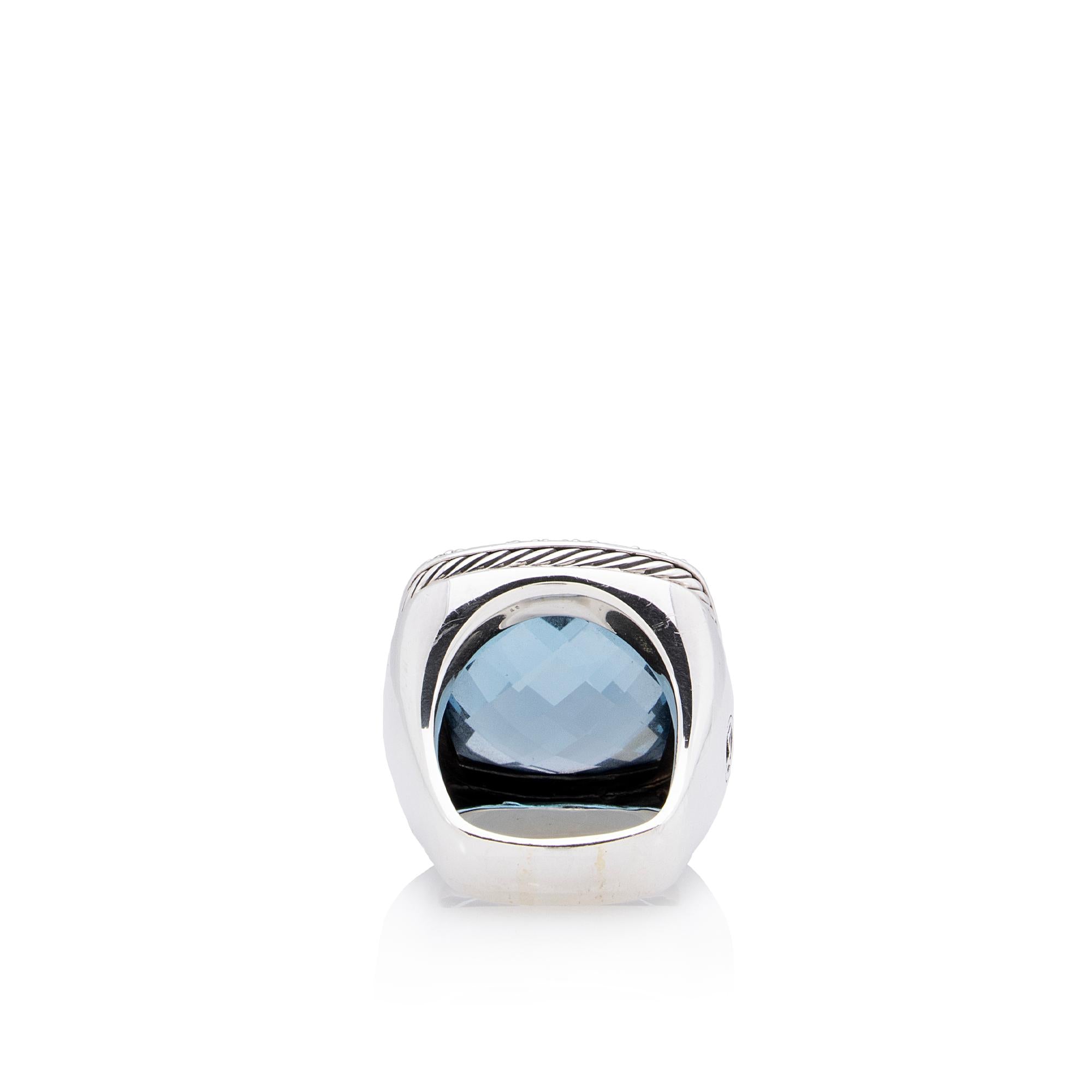David Yurman Sterling Silver Diamond Blue Topaz Albion 20mm Cocktail Ring - Size 7 3/4 (SHF-22373)