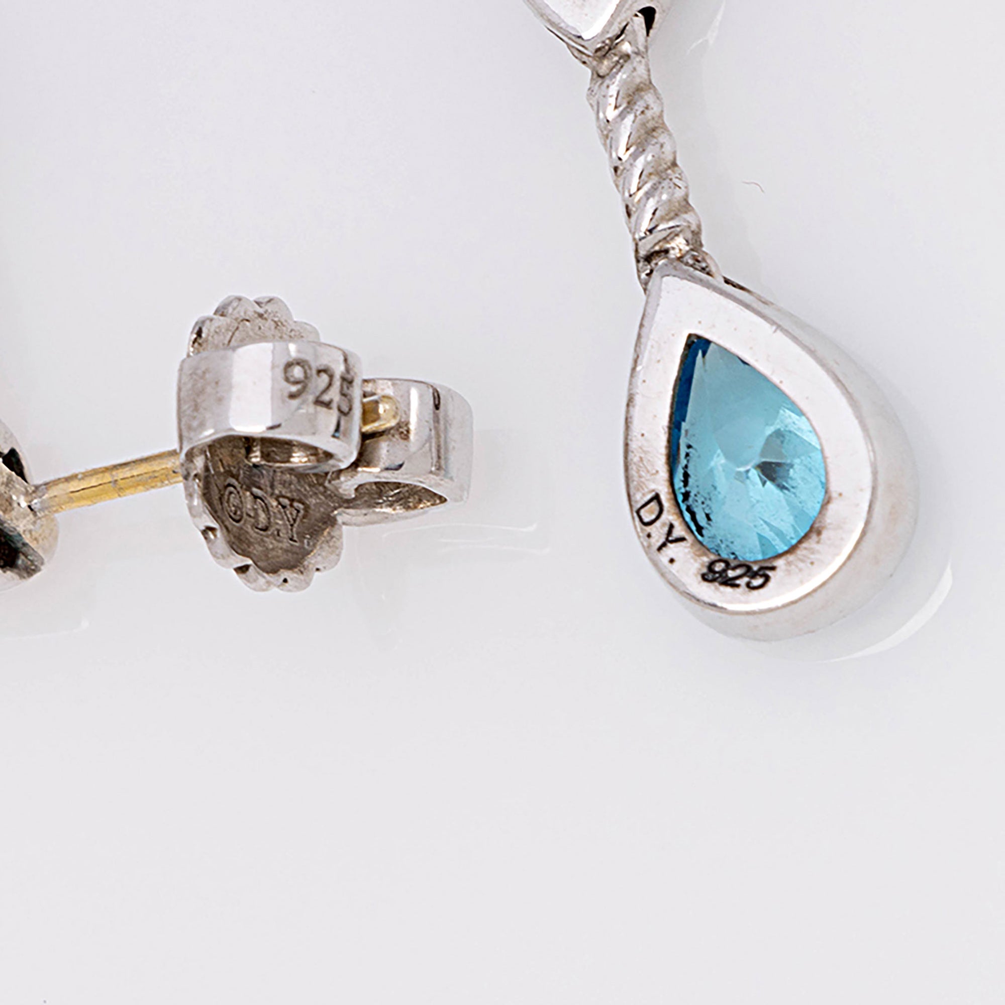 David Yurman Sterling Silver Diamond Blue Topaz Iolite Confetti Drop Earrings (SHF-8jVsfr)