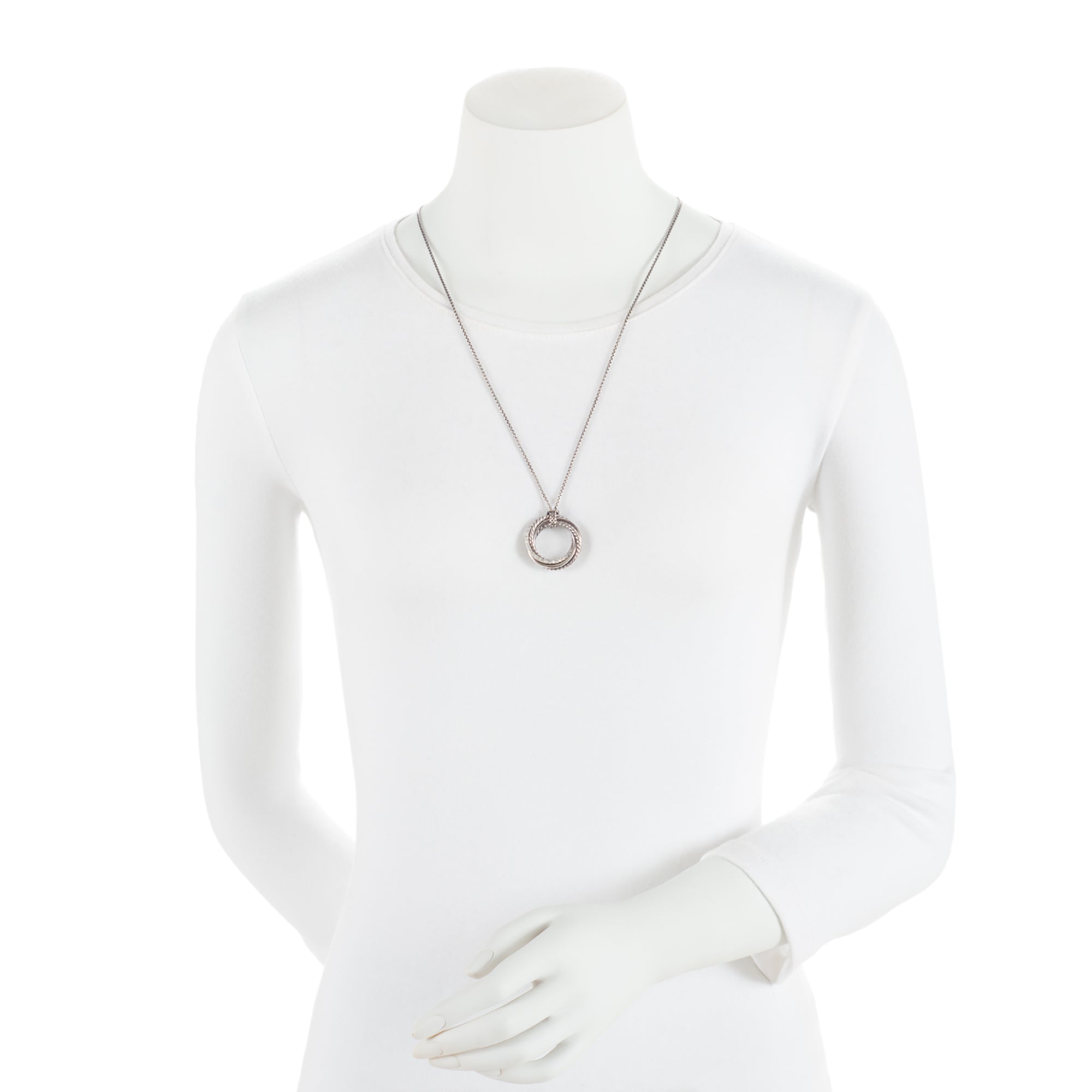 David Yurman Sterling Silver Diamond Crossover Pendant Necklace (SHF-IrRpxa)