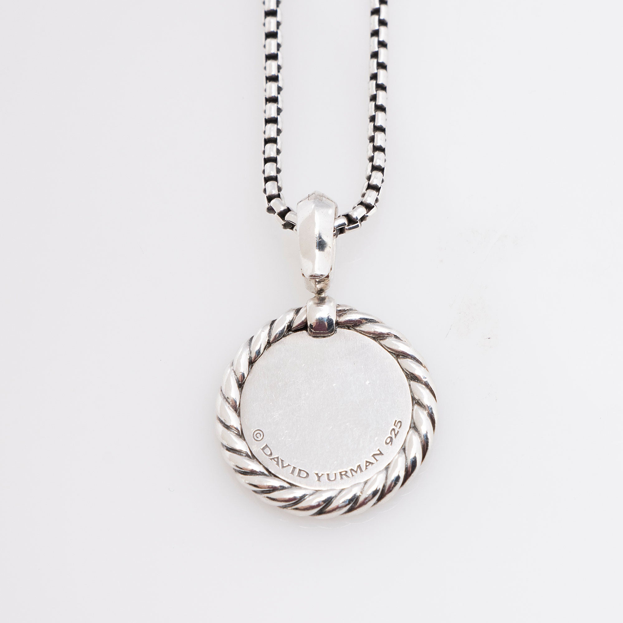David Yurman Sterling Silver Diamond Initial Charm Necklace