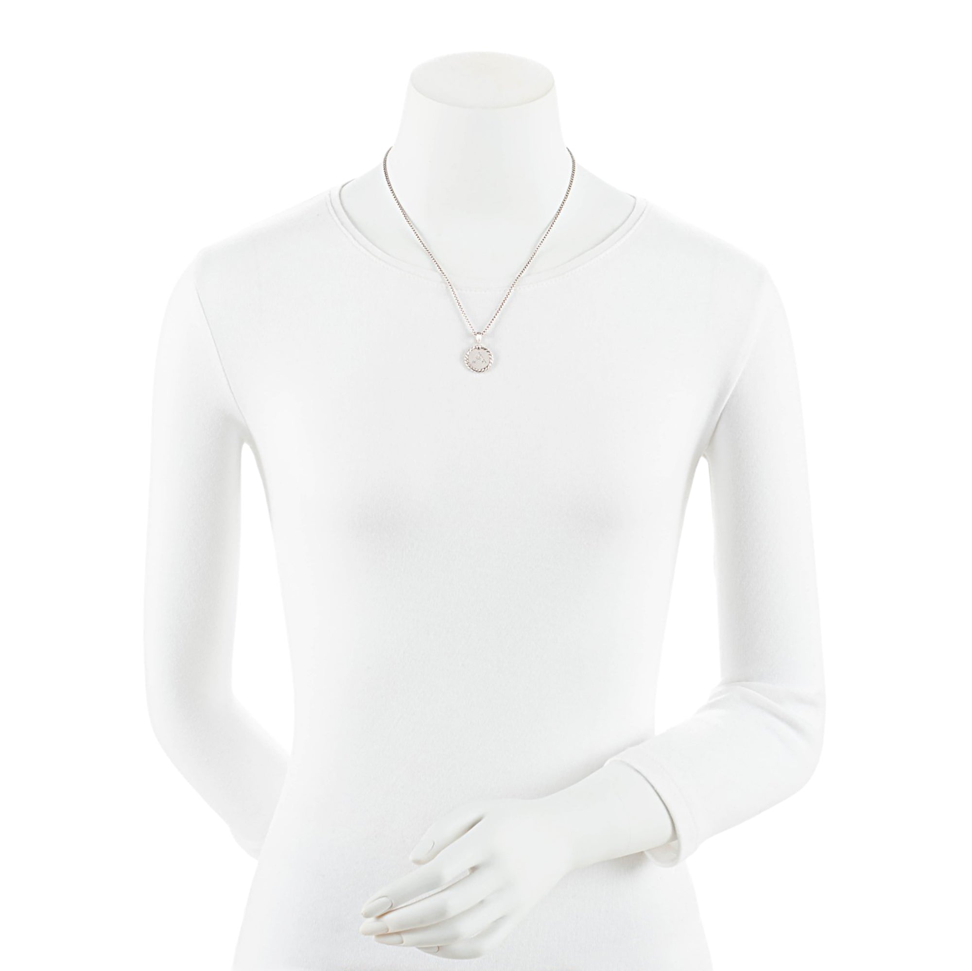 David Yurman Sterling Silver Diamond Initial Charm Necklace