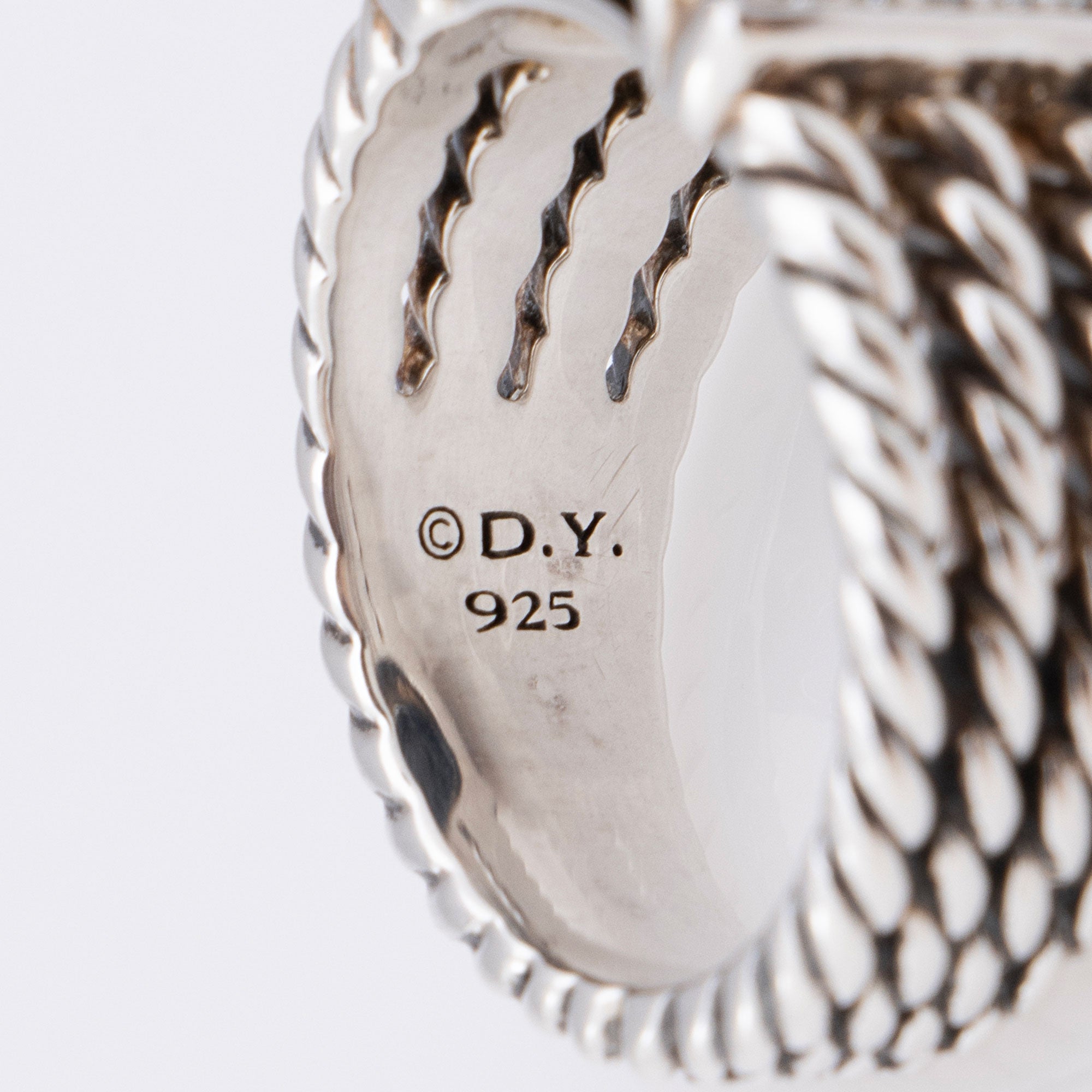 David Yurman Sterling Silver Diamond Onyx Wheaton Ring - Size 8