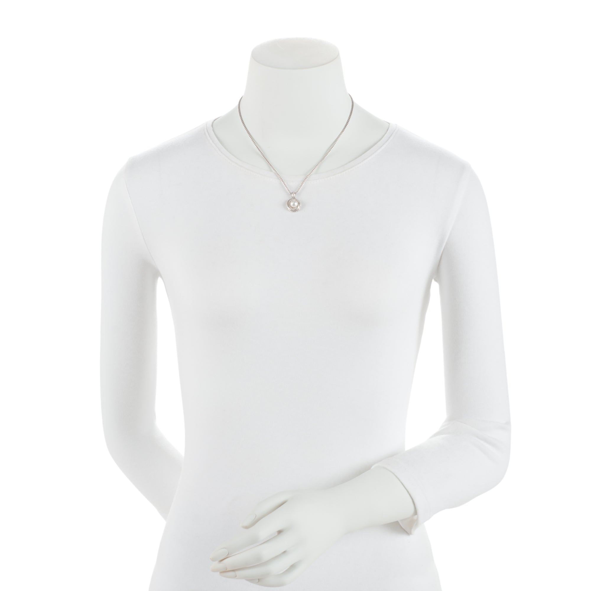 David Yurman Sterling Silver Diamond Pearl Crossover Necklace (SHF-qpuUou)