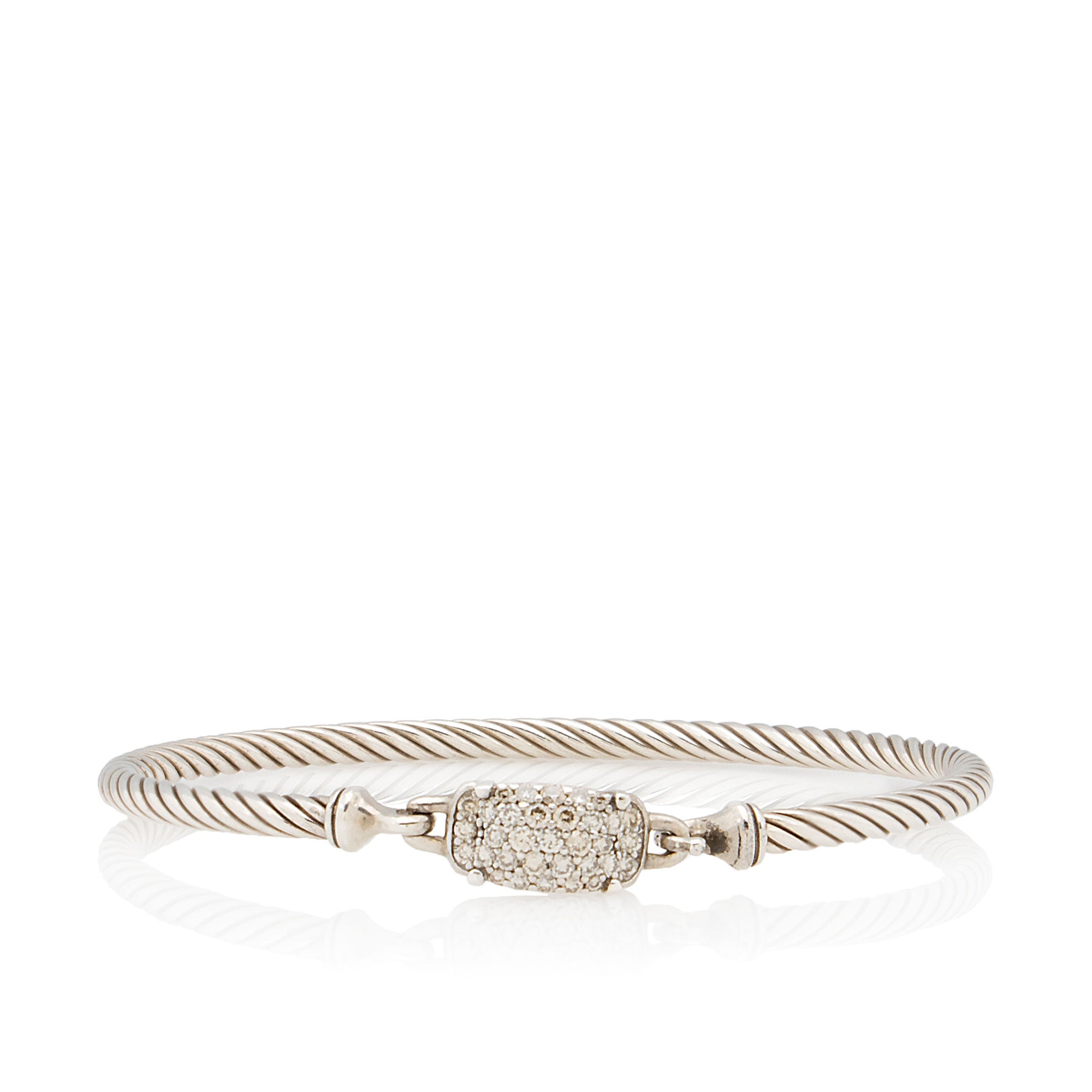 David Yurman Sterling Silver Diamond Petite Wheaton 3mm Bracelet (SHF-6t6G9y)