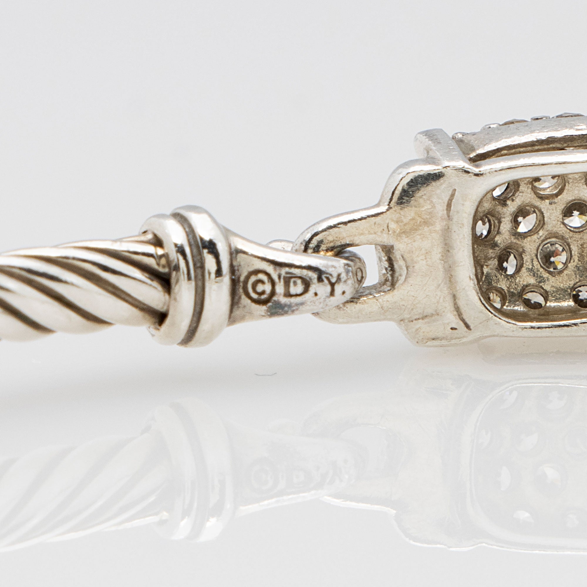 David Yurman Sterling Silver Diamond Petite Wheaton 3mm Bracelet (SHF-6t6G9y)