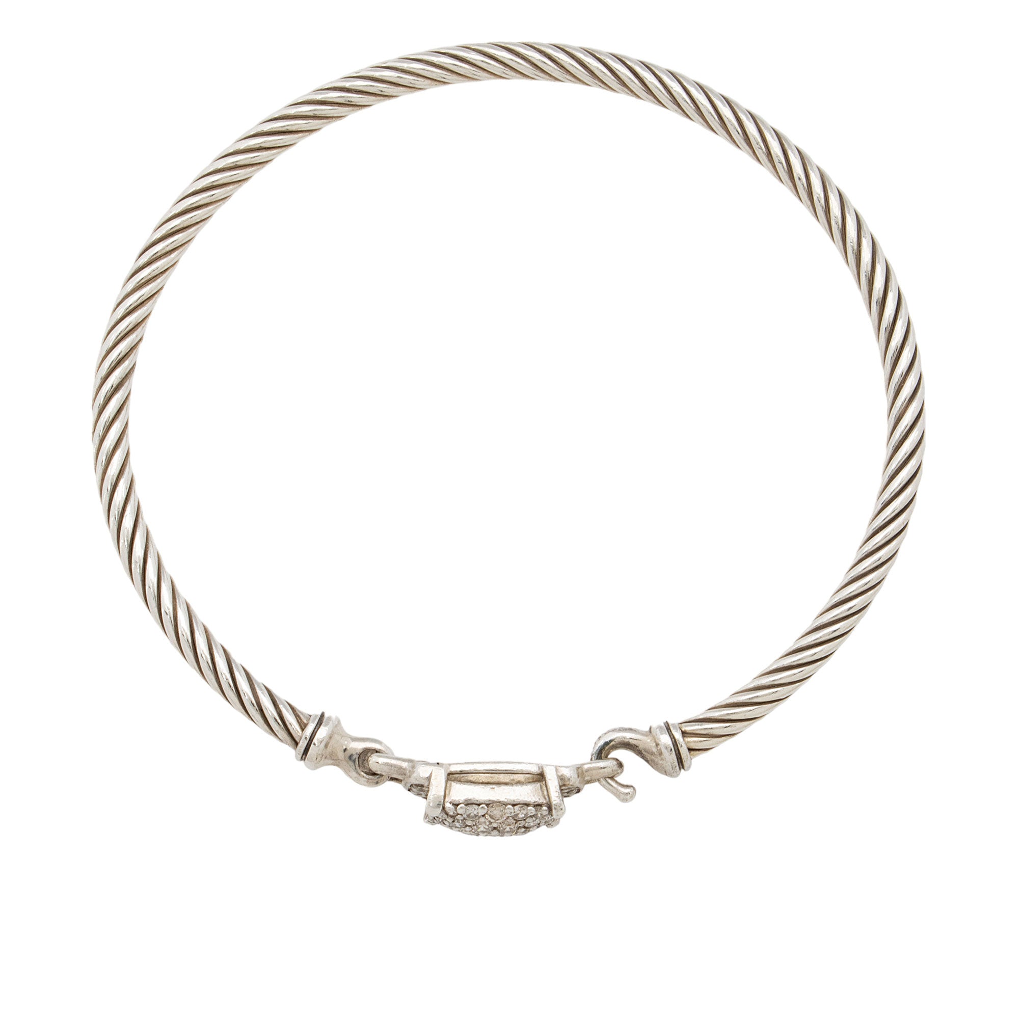 David Yurman Sterling Silver Diamond Petite Wheaton 3mm Bracelet (SHF-6t6G9y)