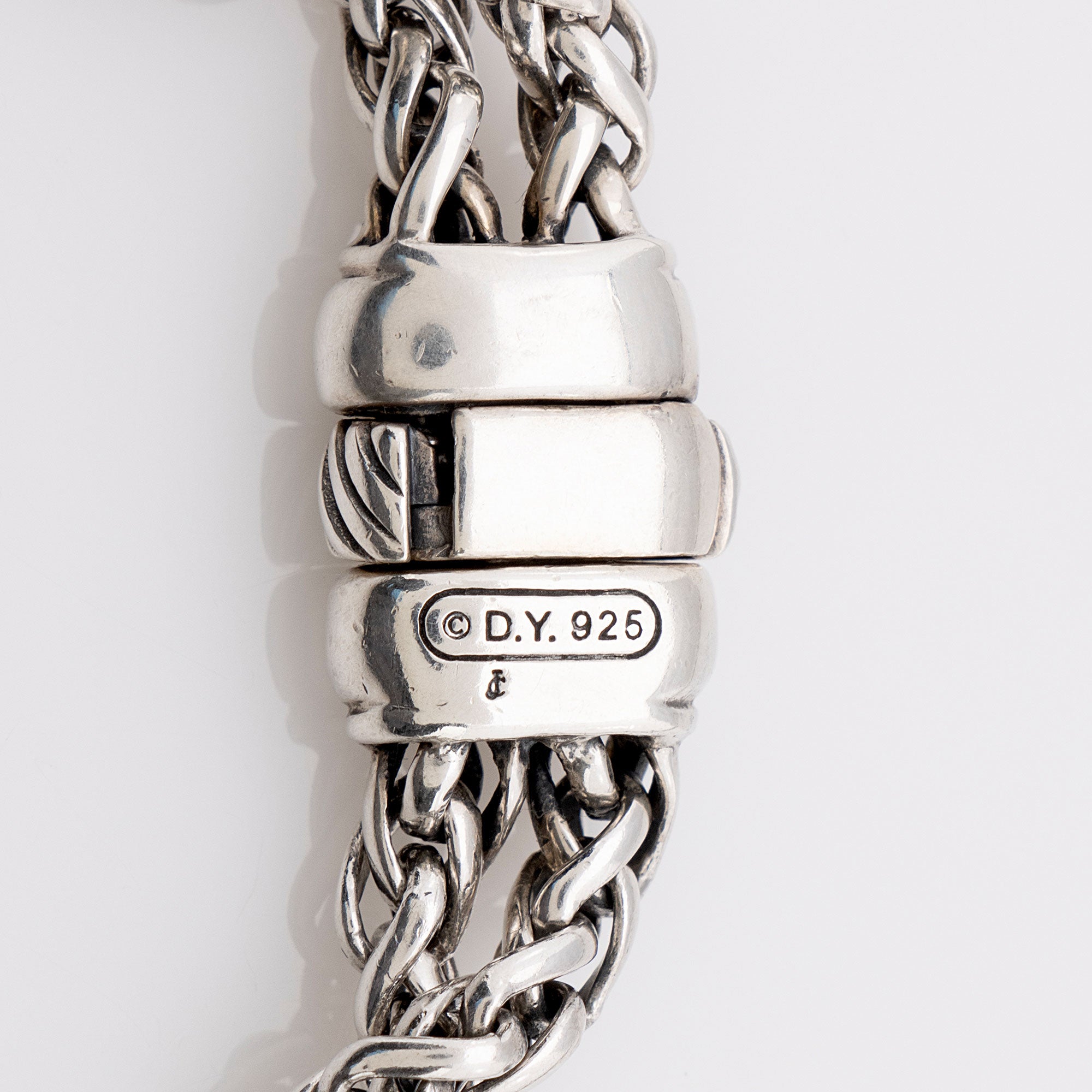 David Yurman Sterling Silver Pave Diamond Double Wheat Chain Necklace