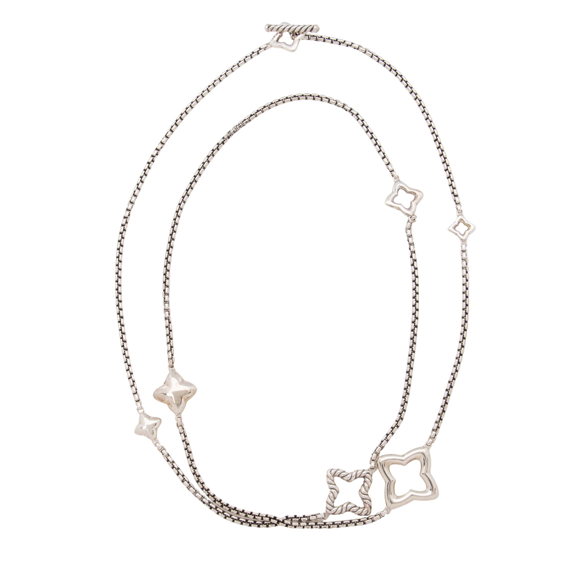 David Yurman Sterling Silver Quatrefoil Chain 25mm Necklace (SHF-eR2vDz)
