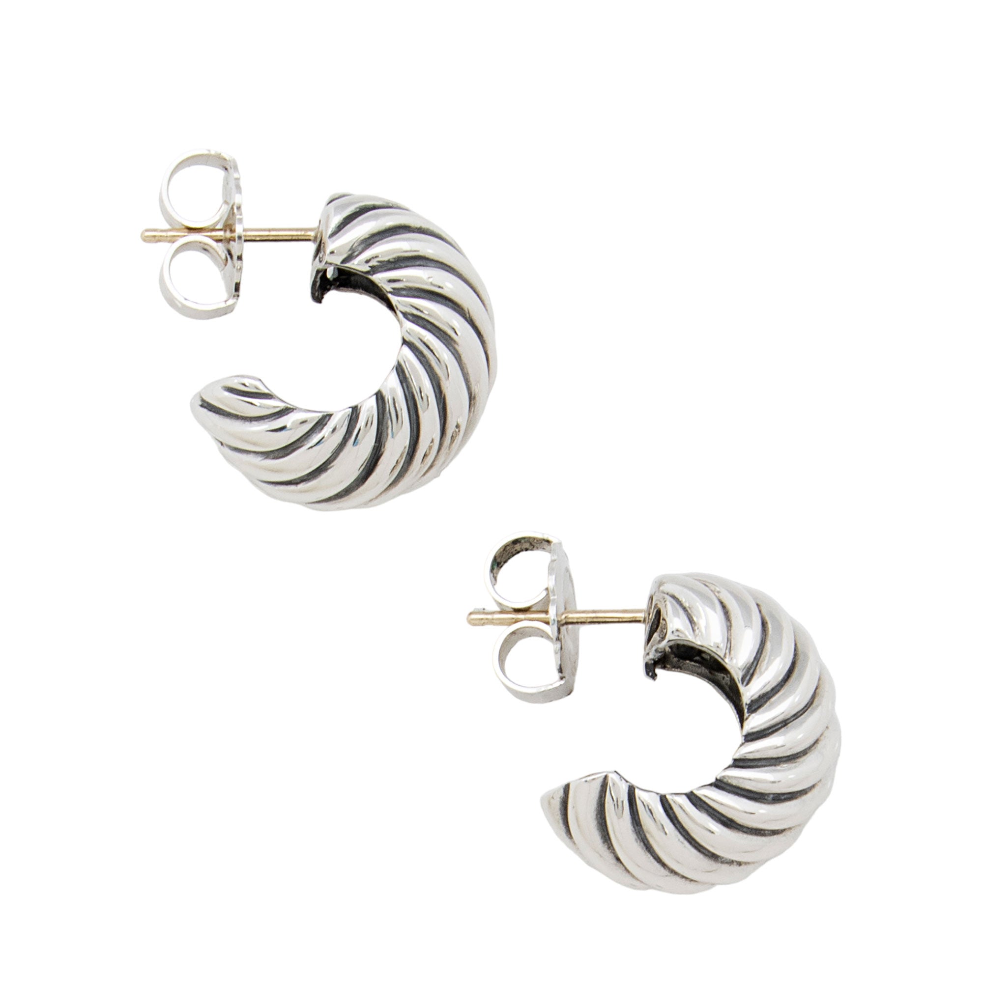 David Yurman Sterling Silver Sculpted Cable Shrimp Earrings (SHF-r6iQDh)