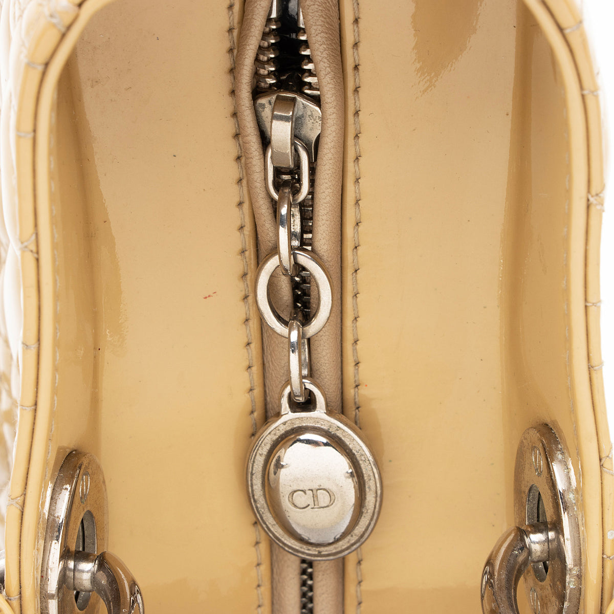 Dior Cannage Patent Leather Lady Dior Large Tote