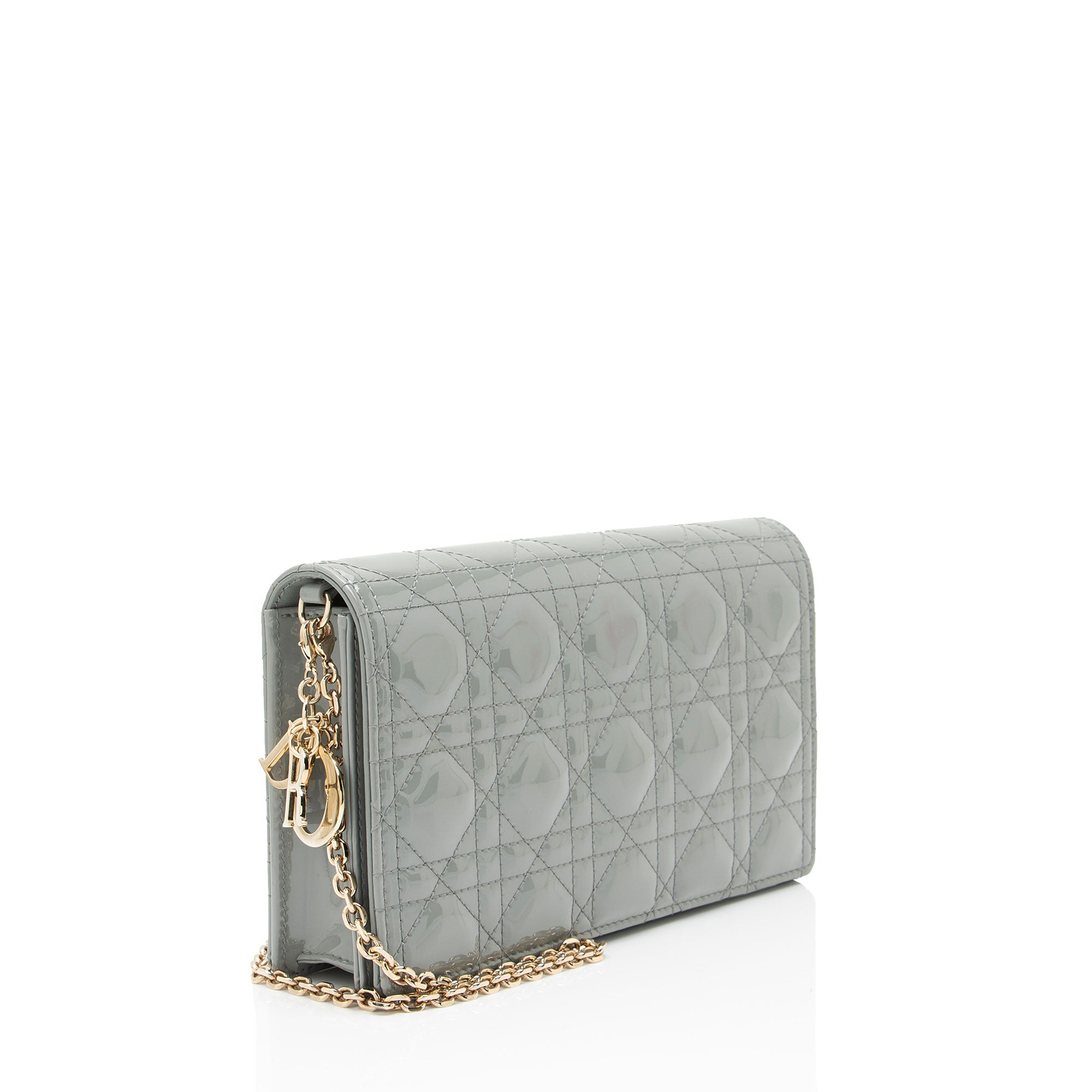 Dior Cannage Patent Leather Lady Dior Wallet on Chain