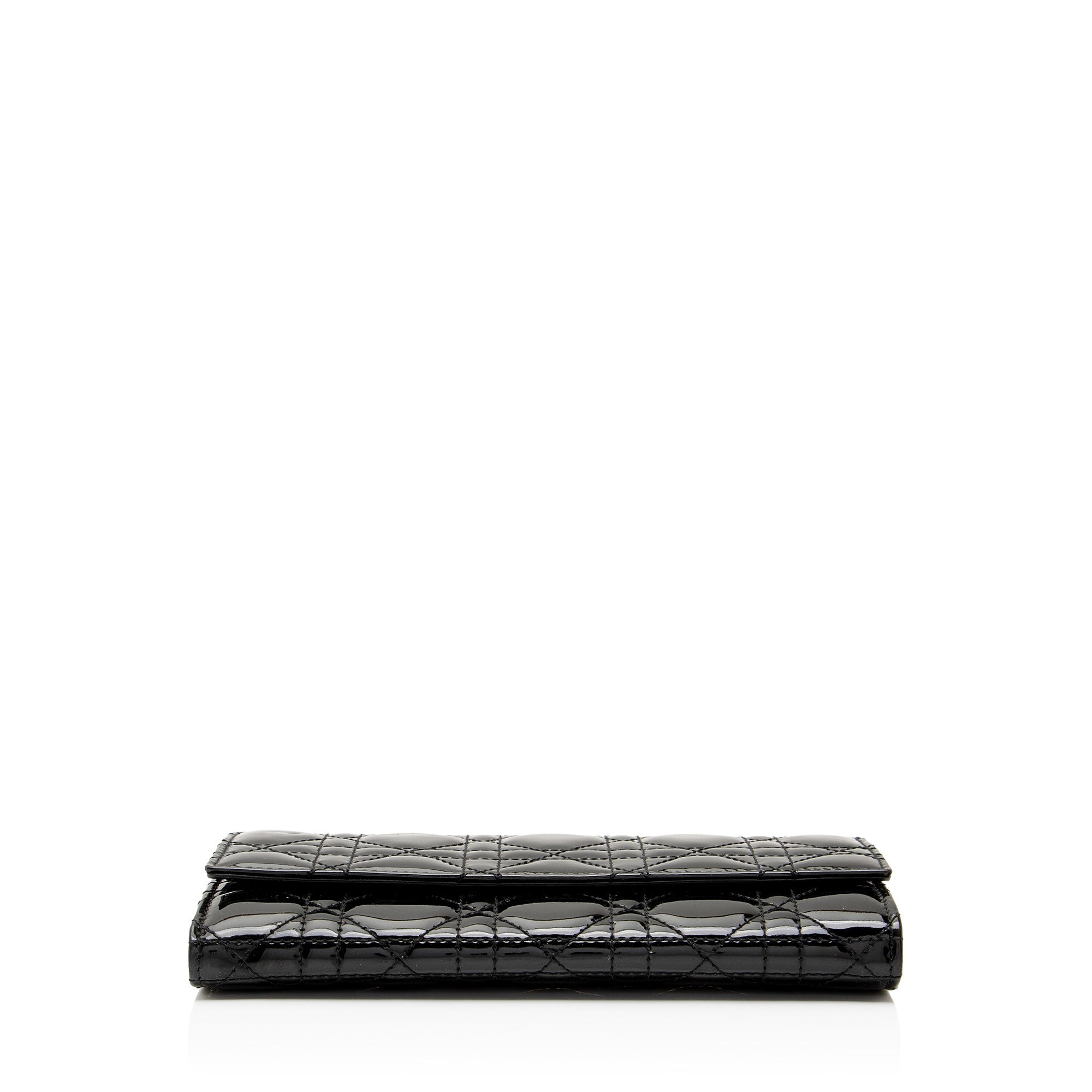 Dior Cannage Patent Leather Lady Dior Wallet on Chain