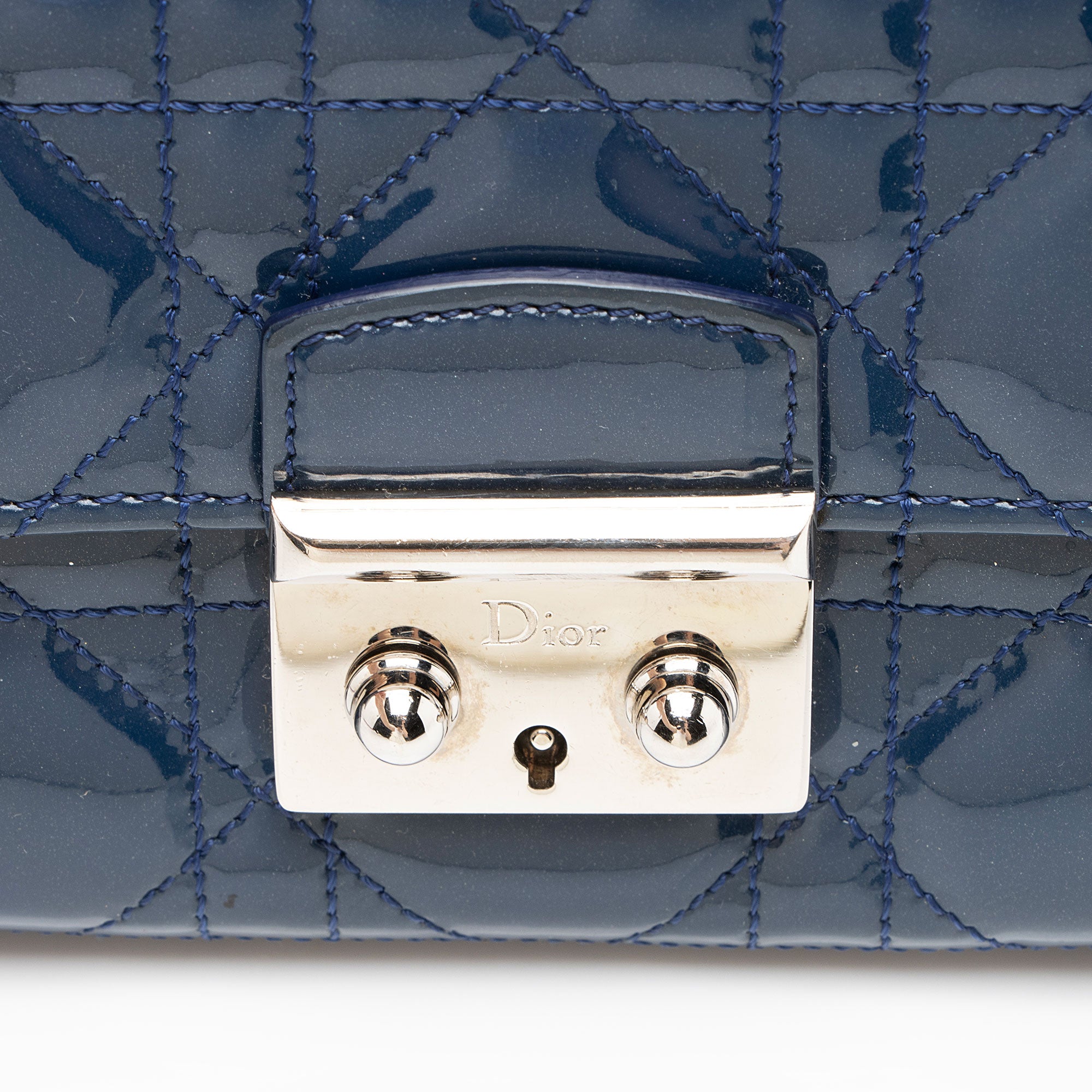 Dior Cannage Patent Leather Miss Dior Wallet on Chain
