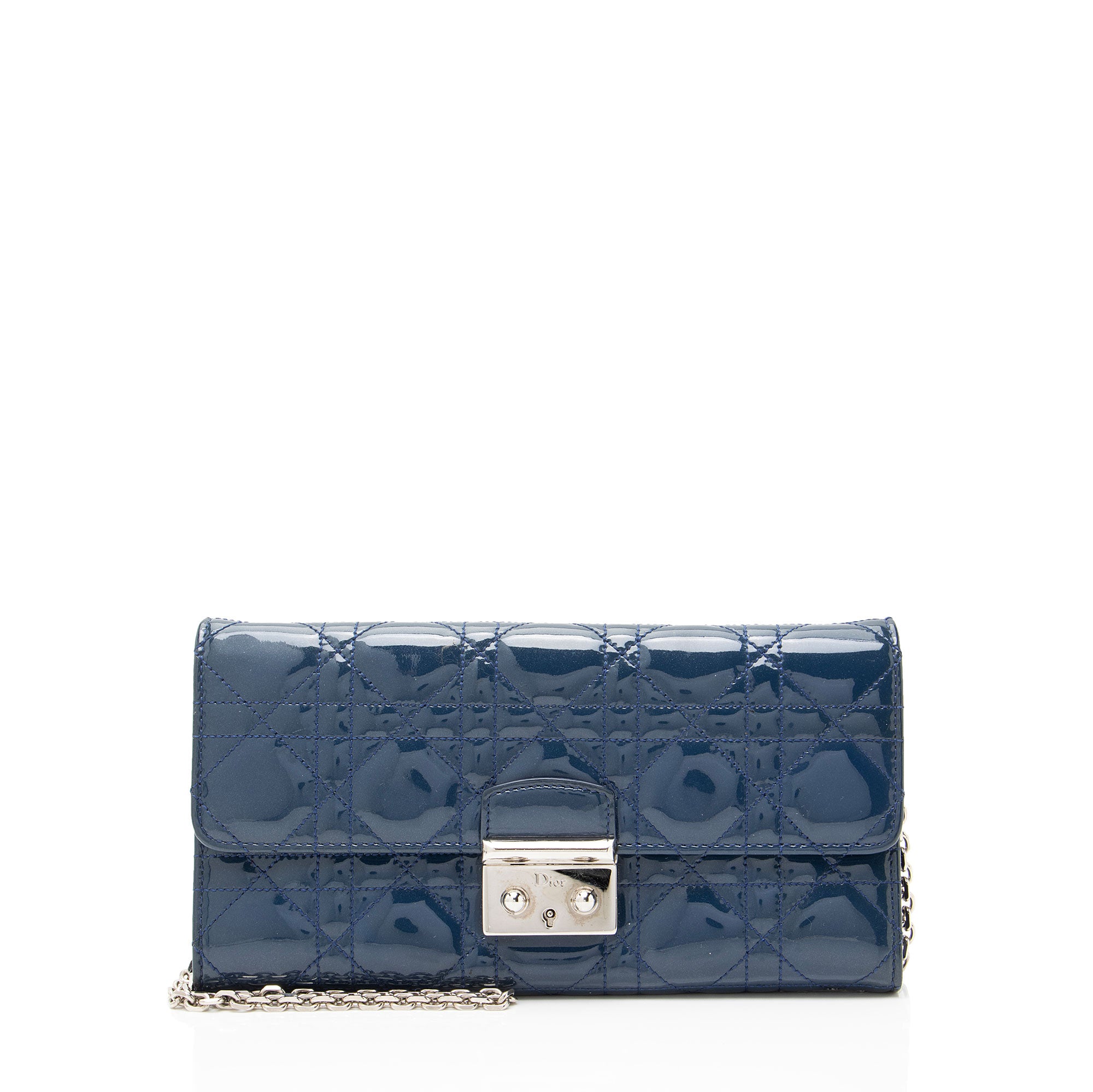Dior Cannage Patent Leather Miss Dior Wallet on Chain