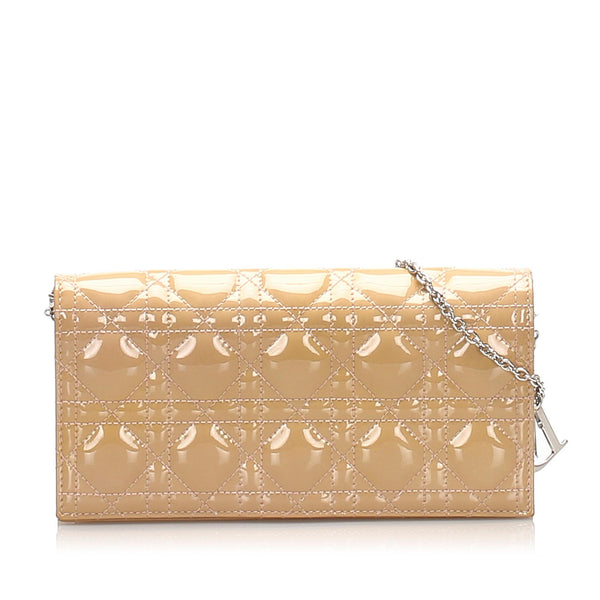 Dior Cannage Patent Leather Wallet on Chain (SHG-13774)