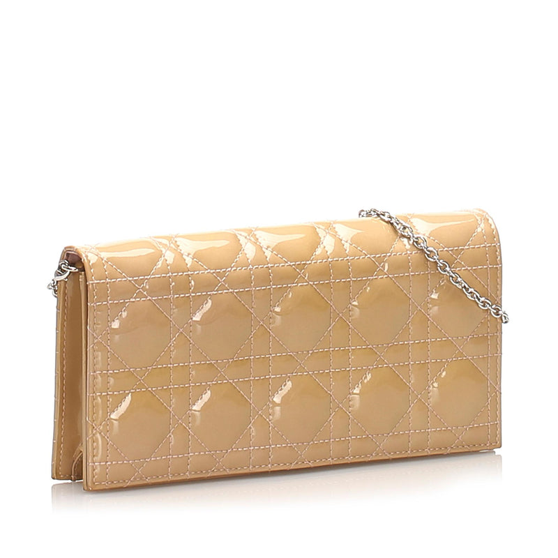 Dior Cannage Patent Leather Wallet on Chain (SHG-13774)