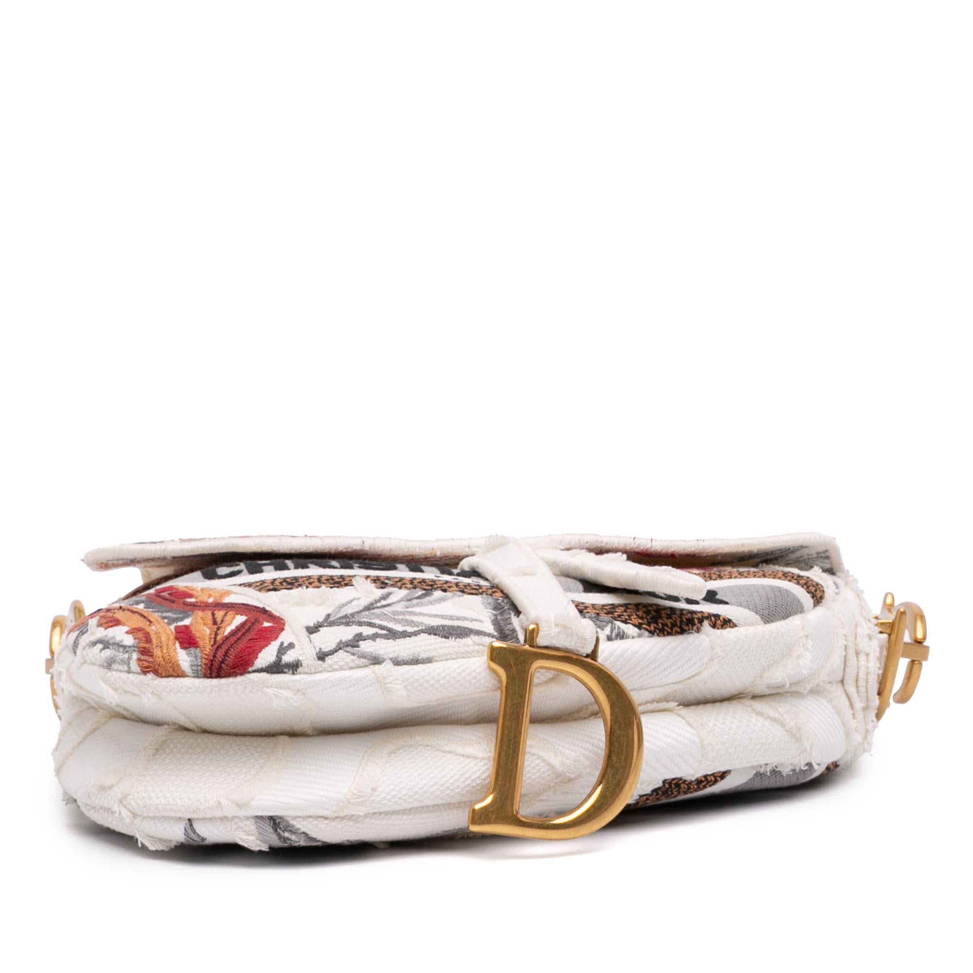Dior Canvas Embroidered Camouflage Flowers Saddle Bag