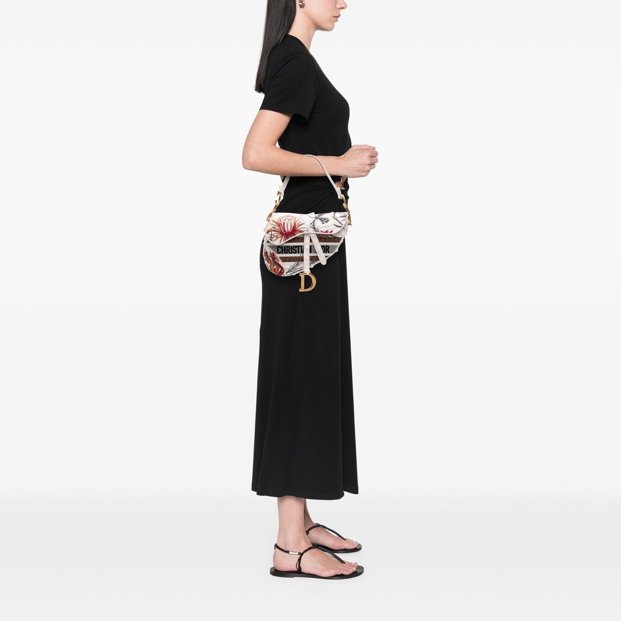 Dior Canvas Embroidered Camouflage Flowers Saddle Bag