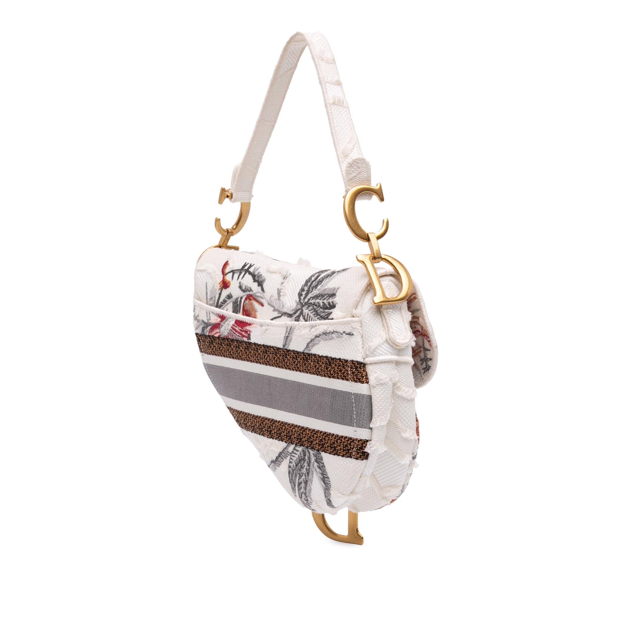 Dior Canvas Embroidered Camouflage Flowers Saddle Bag