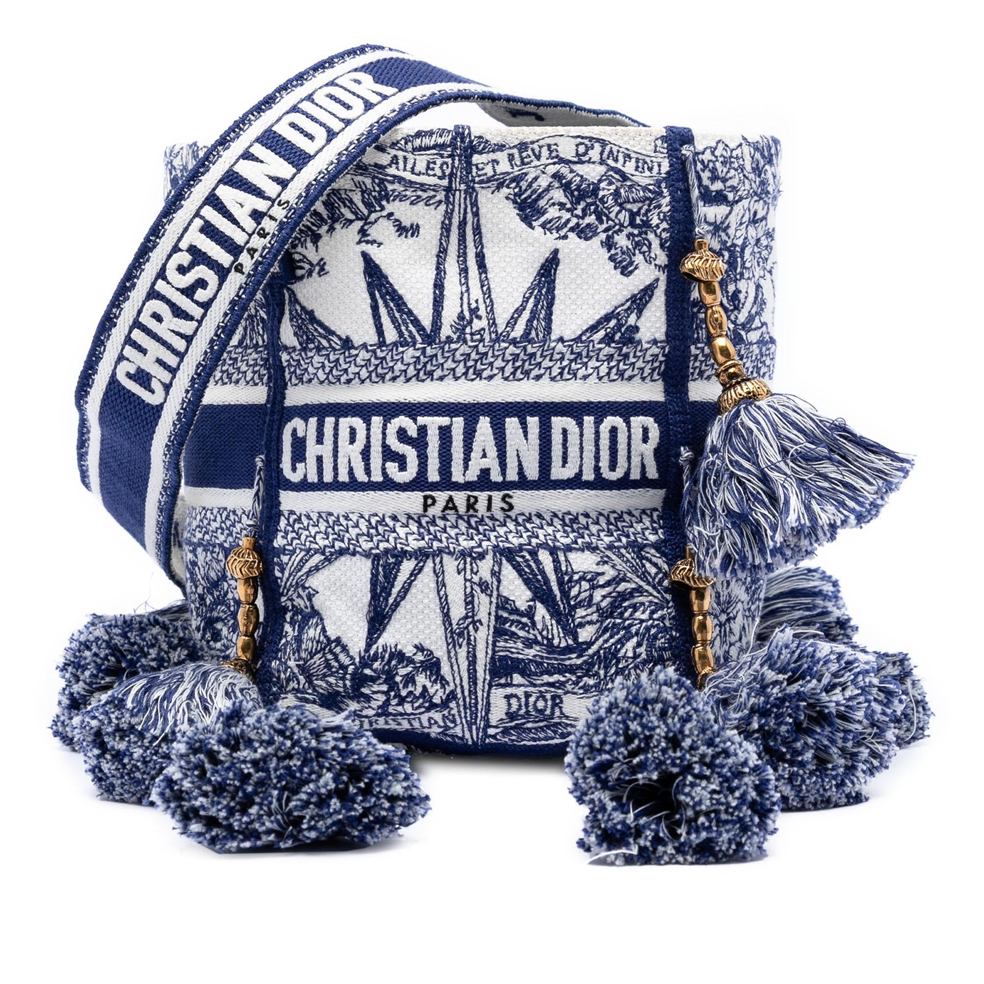 Dior Canvas Embroidered Reve d Infini D Bubble Bucket Bag