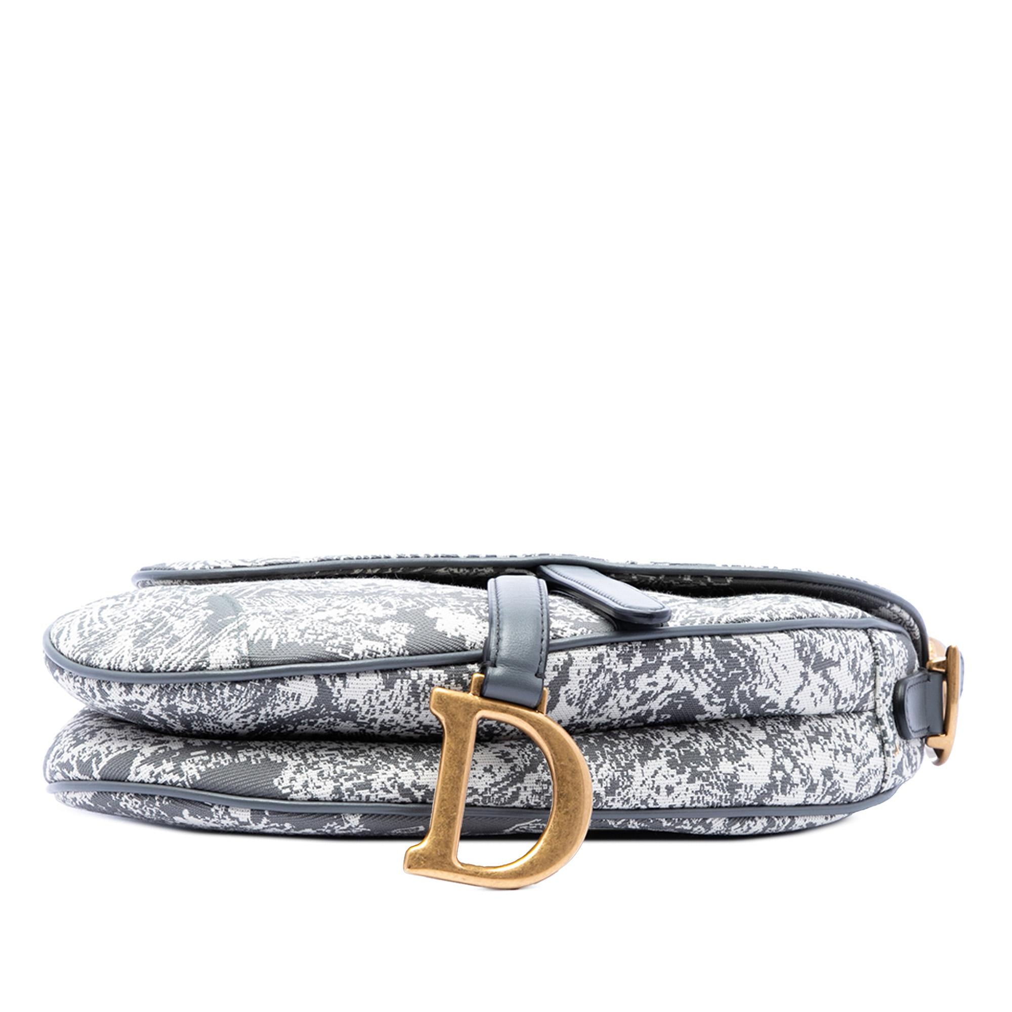Dior Canvas Embroidered Reverse Toile De Jouy Saddle Bag