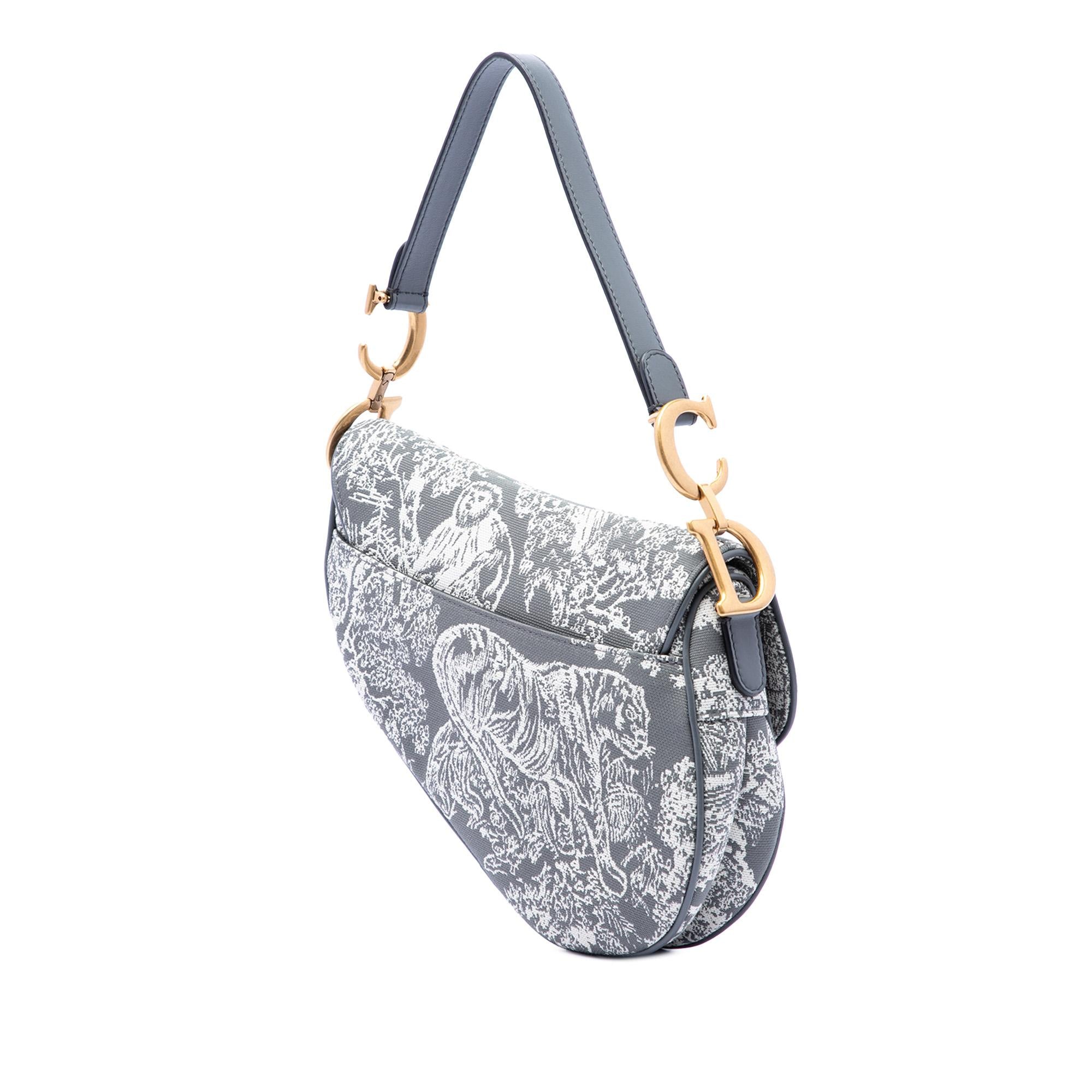 Dior Canvas Embroidered Reverse Toile De Jouy Saddle Bag