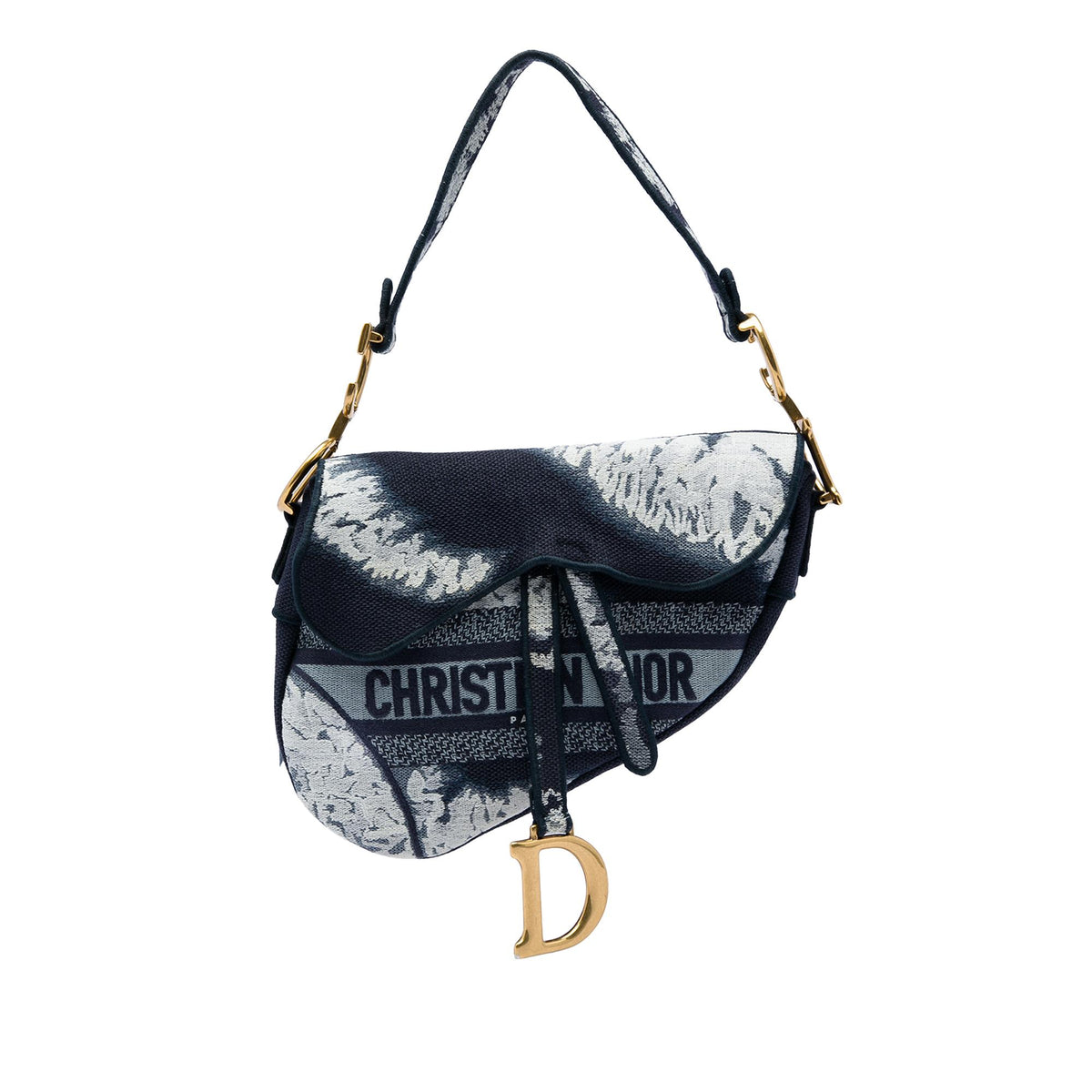 Dior Canvas Embroidered Tie Dye Saddle Bag