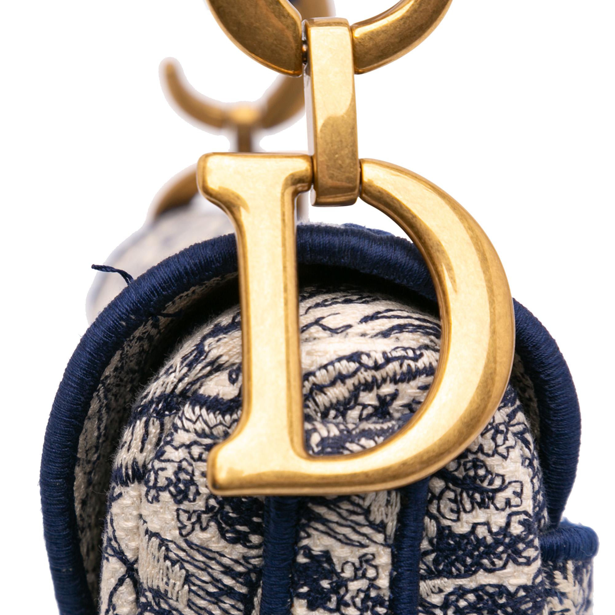 Dior Canvas Embroidered Toile de Jouy Saddle Bag