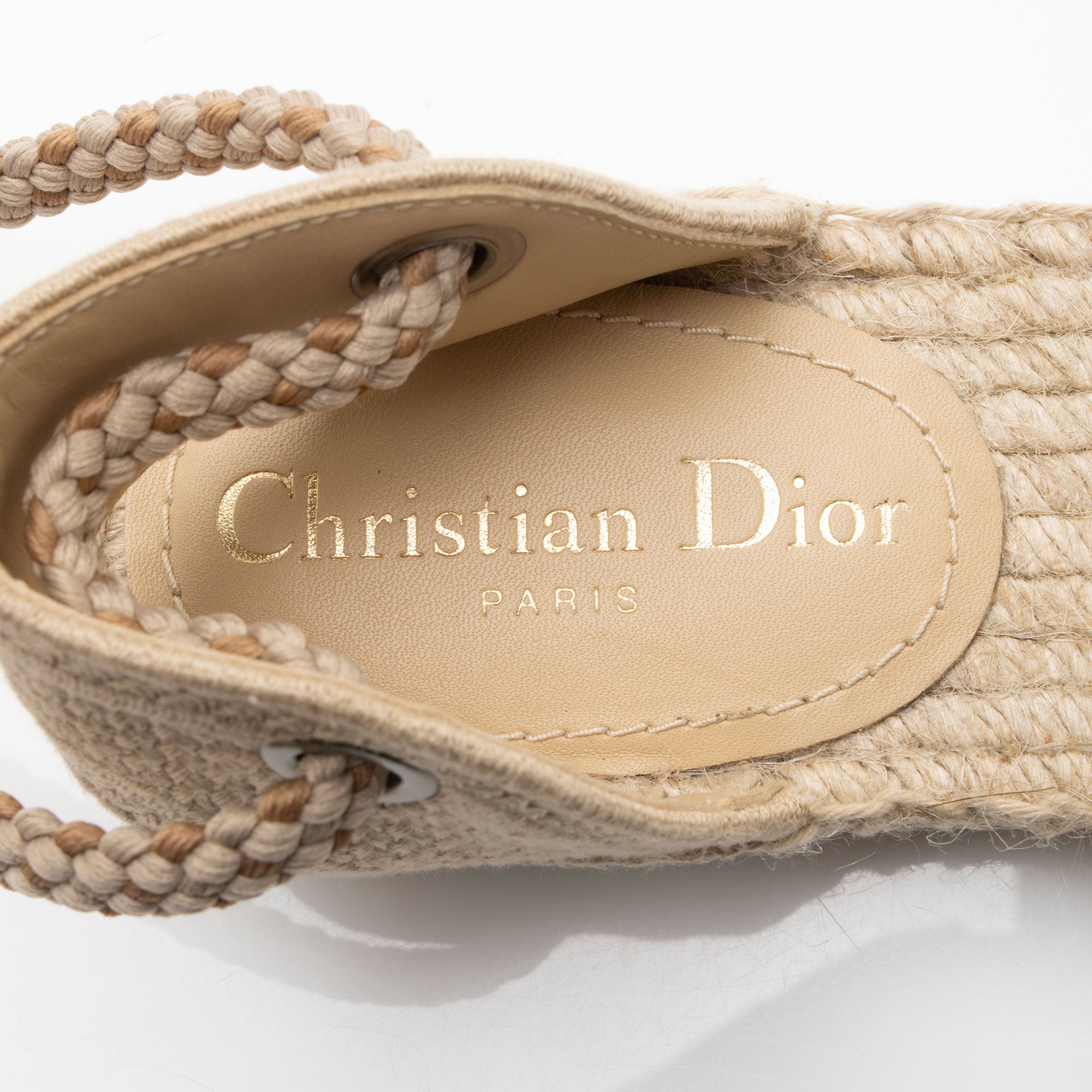 Dior Canvas Granville Ankle Tie Espadrille Sandals - Size 6.5 / 36.5 (SHF-5OCOe0)