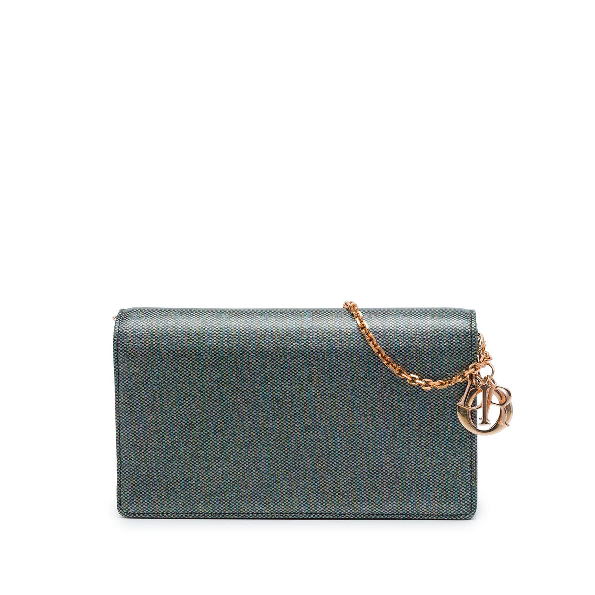 Dior Coated Canvas Houndstooth Wallet on Chain