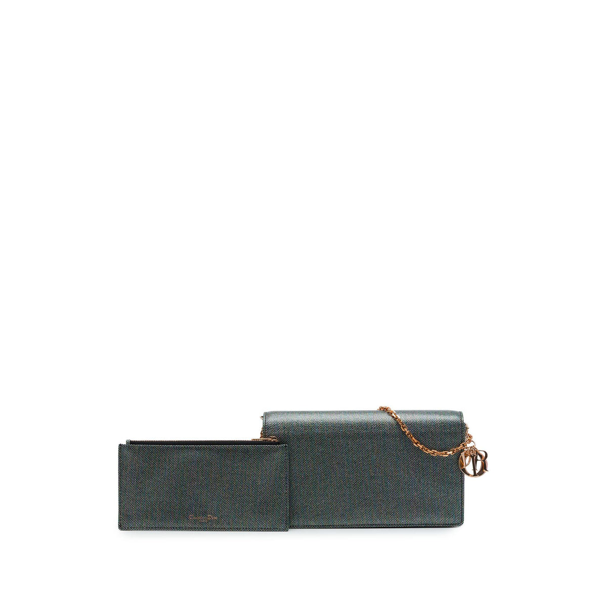 Dior Coated Canvas Houndstooth Wallet on Chain