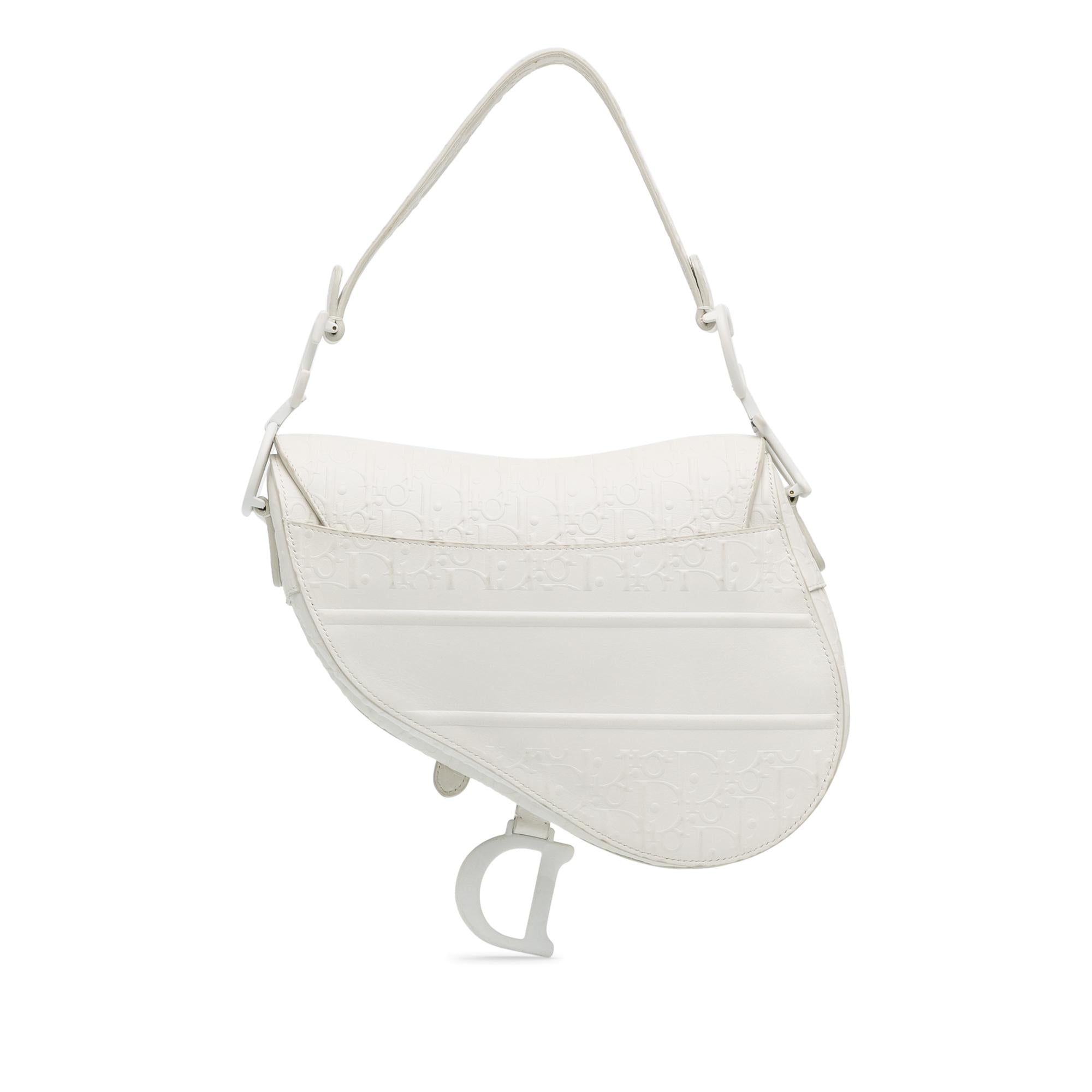 Dior Embossed Leather Oblique Saddle Bag (SHG-ZWE7gr)