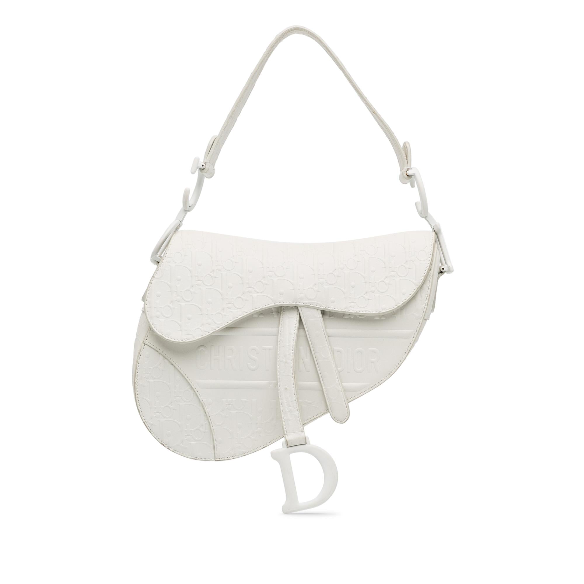 Dior Embossed Leather Oblique Saddle Bag (SHG-ZWE7gr)